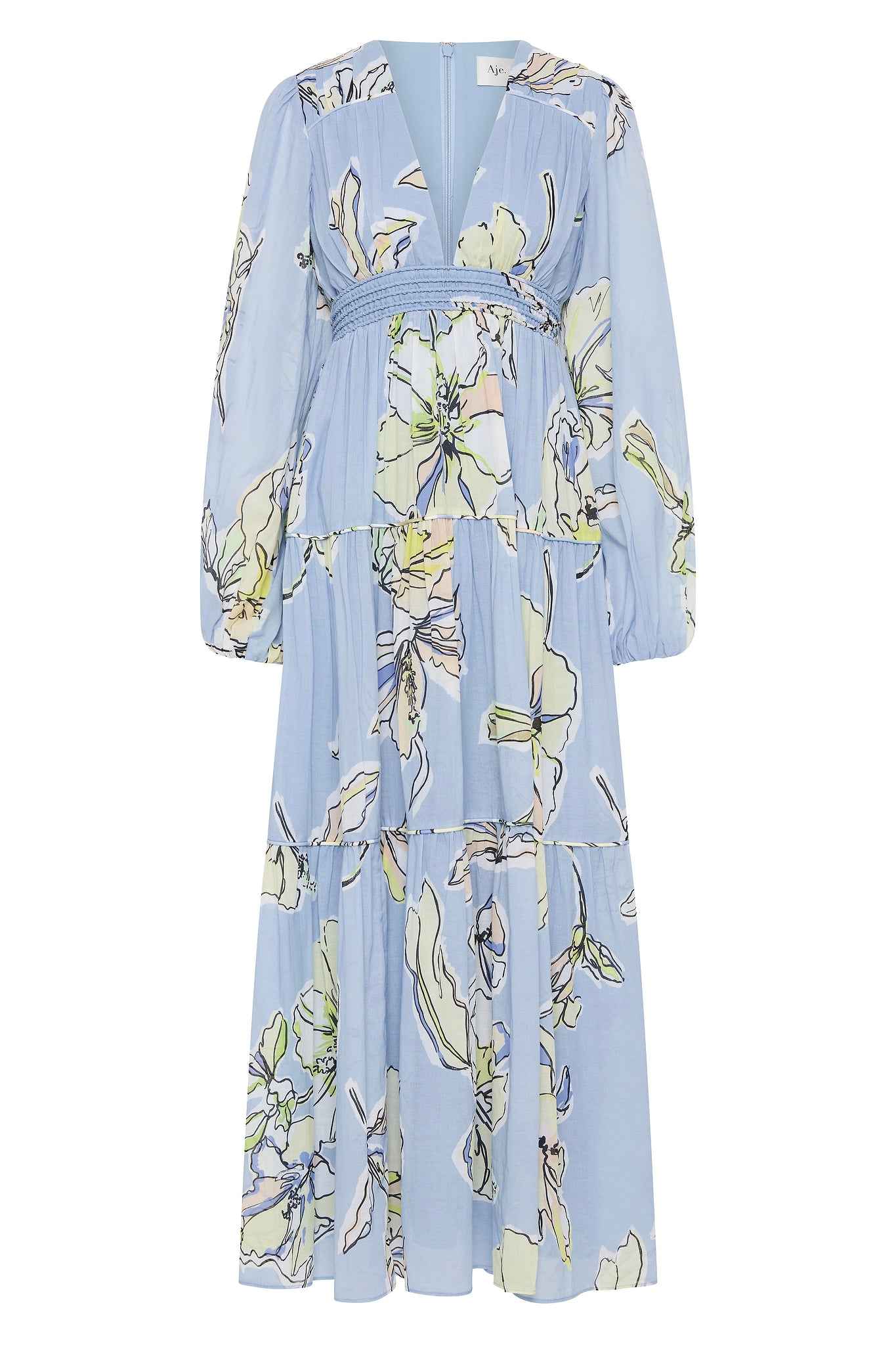 aje blue maxi dress Behold Maxi Dress-BOLDLY BLOOMING COBALT / 6