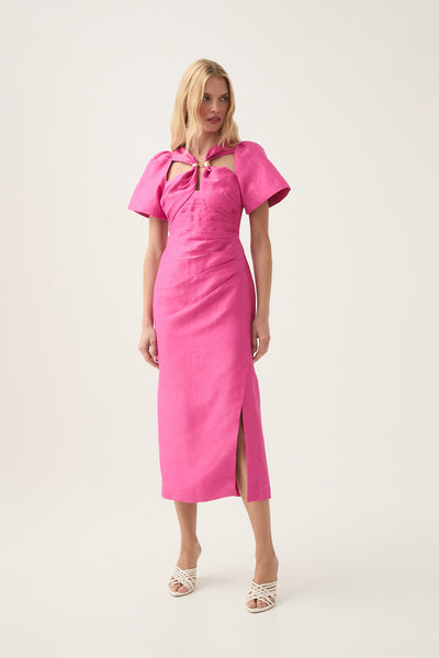 Presence Twisted Midi Dress | Fuchsia Rose | Aje – Aje International