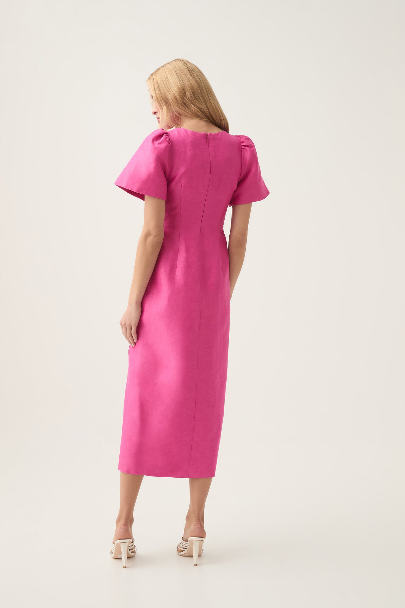 aje presence twisted midi dress Presence Twisted Midi Dress-FUCHSIA ROSE / 4