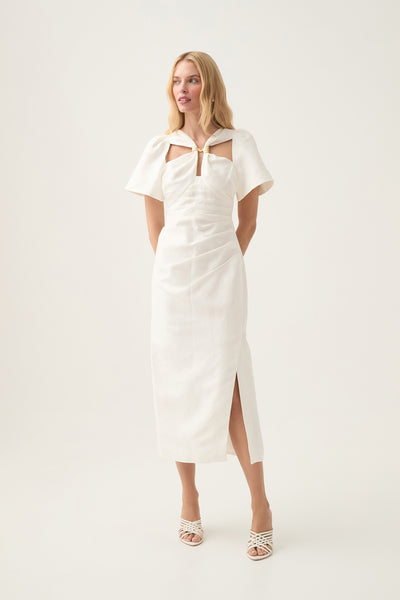 presence twisted mini dress Presence Twisted Midi Dress | Ivory
