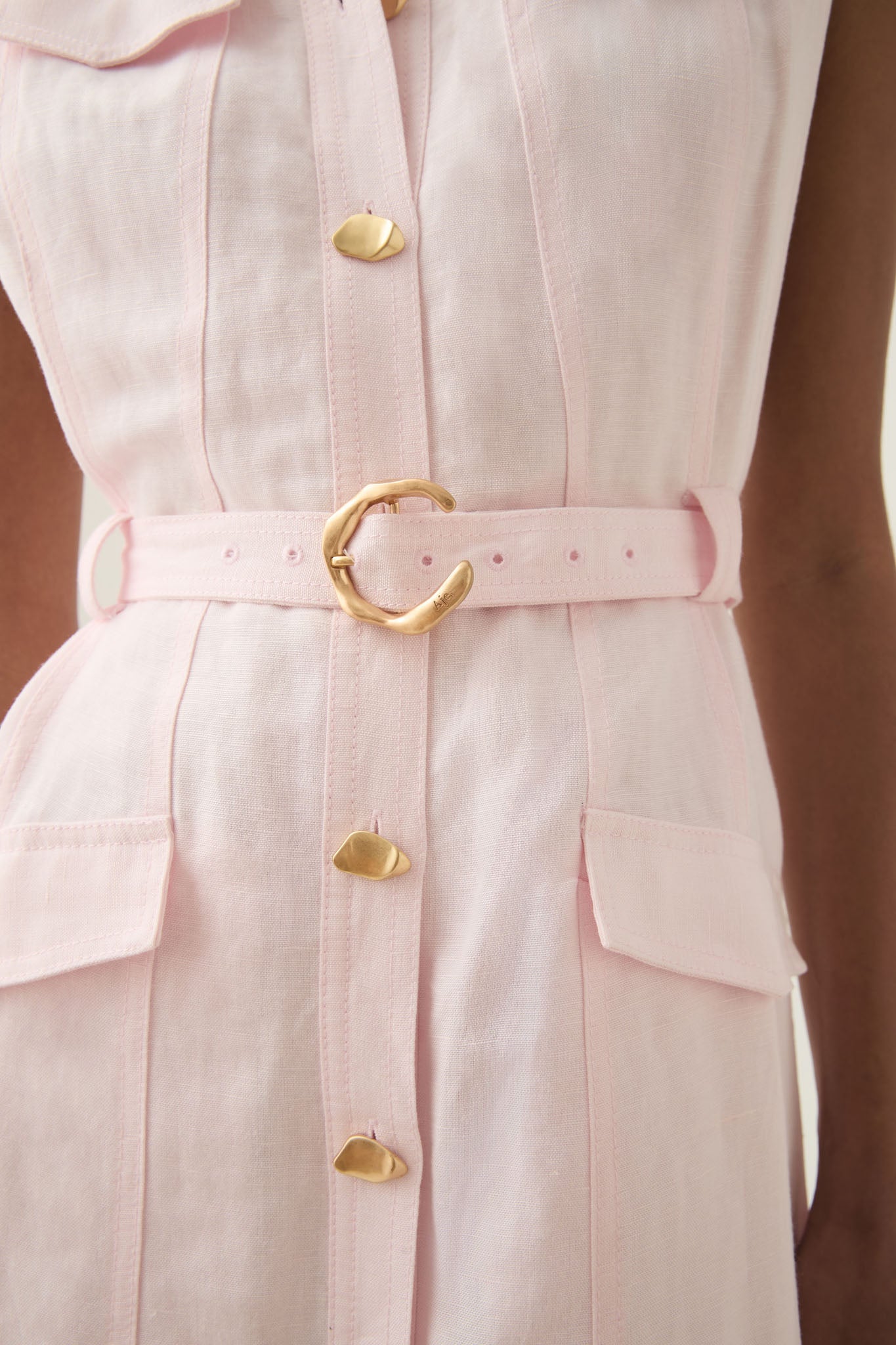 aje dulcet logo midi dress Dulcet Logo Midi Dress-PASTEL PINK / 4