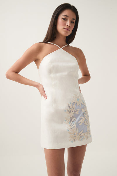 green emerald velvet dress Women's Cotton White Embroidered Dress main image 0