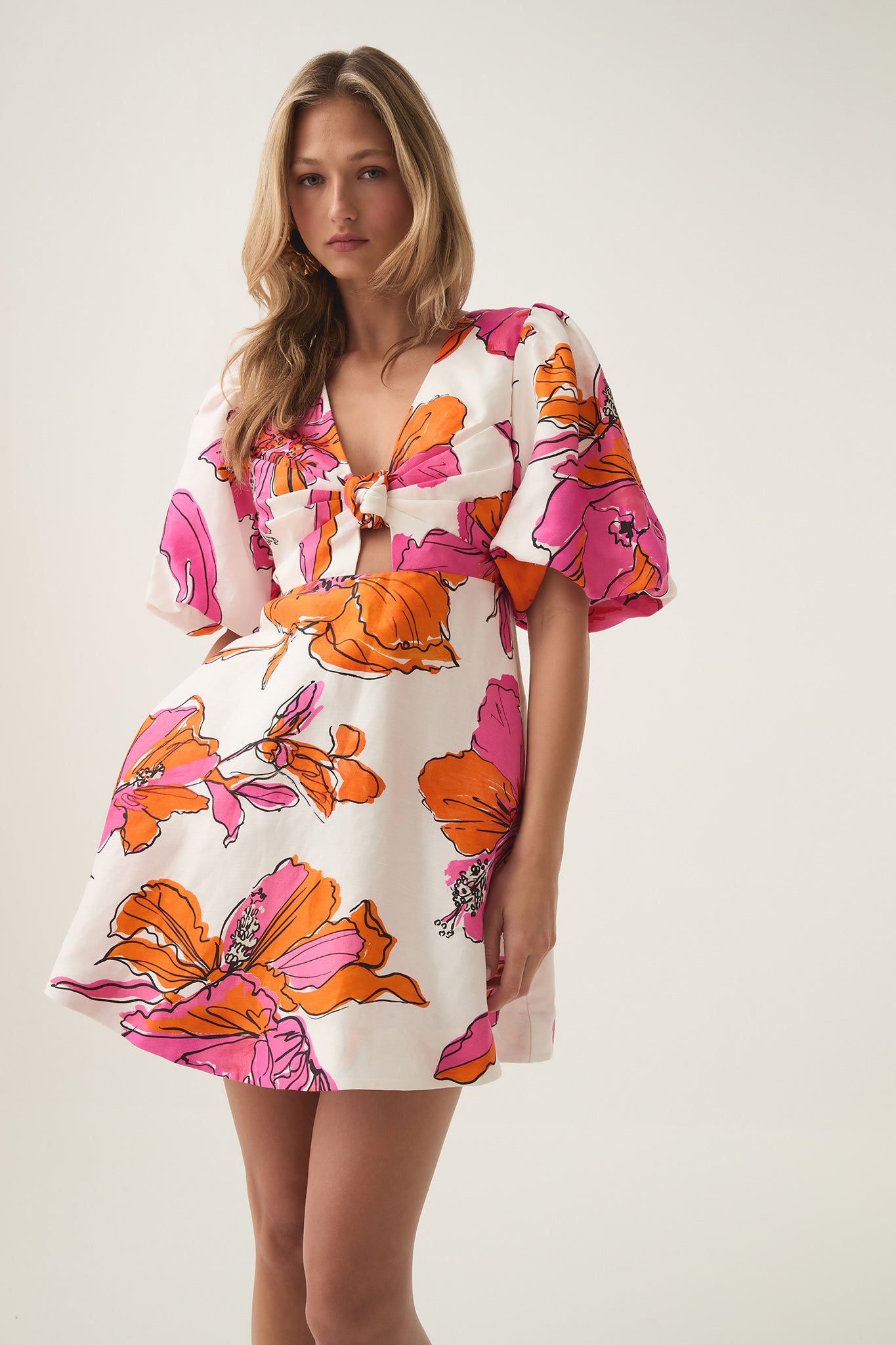 aje orange floral dress Cosette Gown