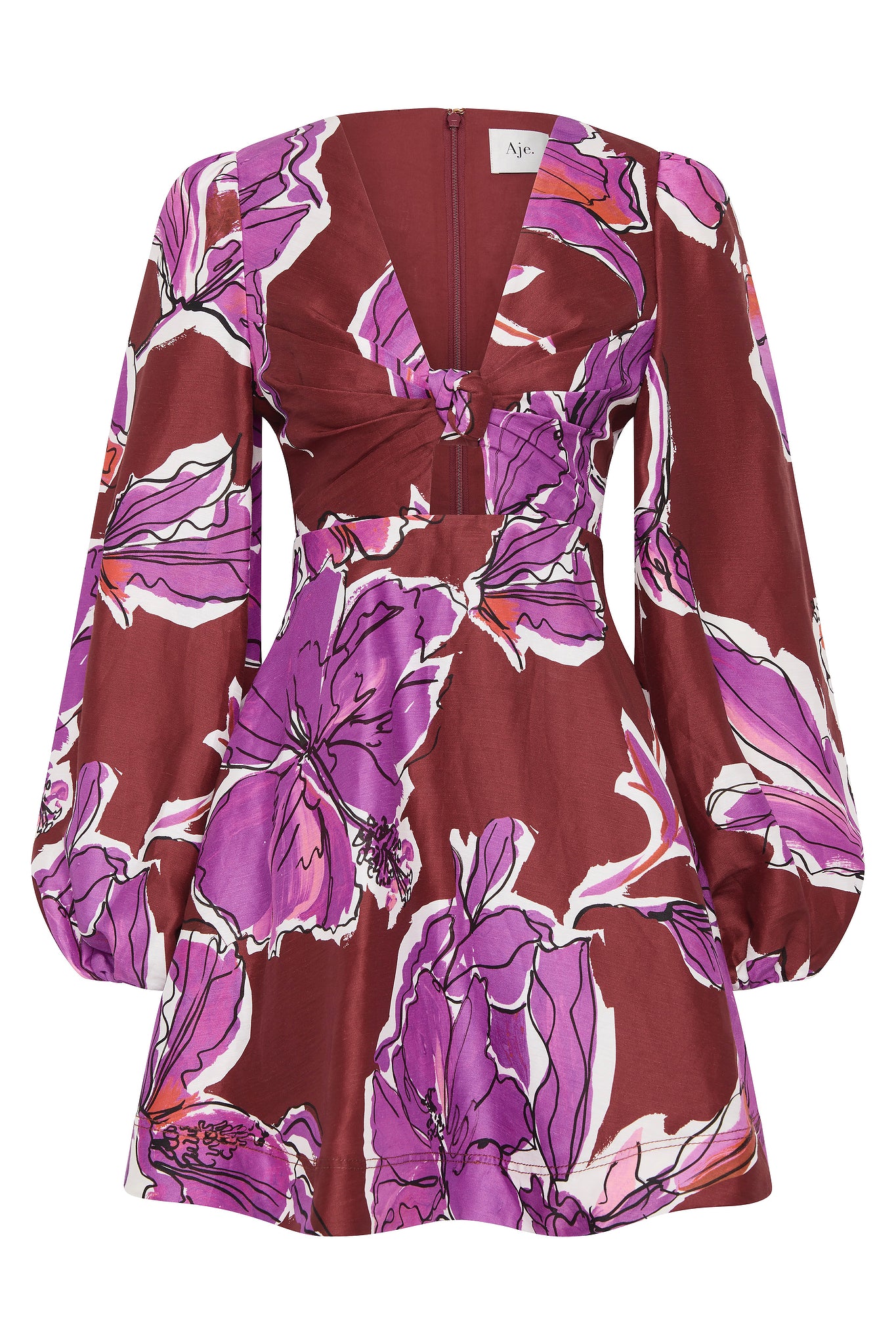 aje inflorescence midi dress Overflow Knotted Midi Dress | Vivid Hibiscus