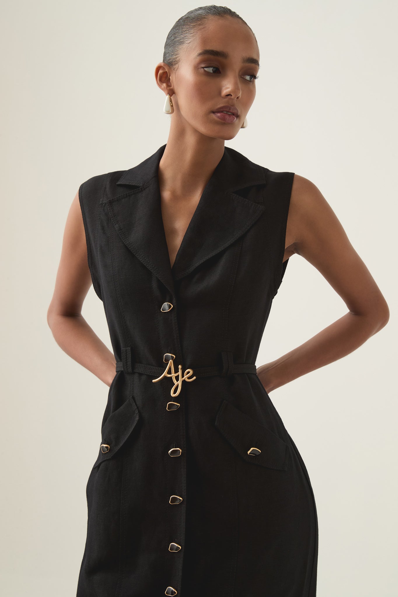 Desiree Utility Shirt Dress-BLACK / 4 Desiree Utility Shirt Dress-BLACK / 4