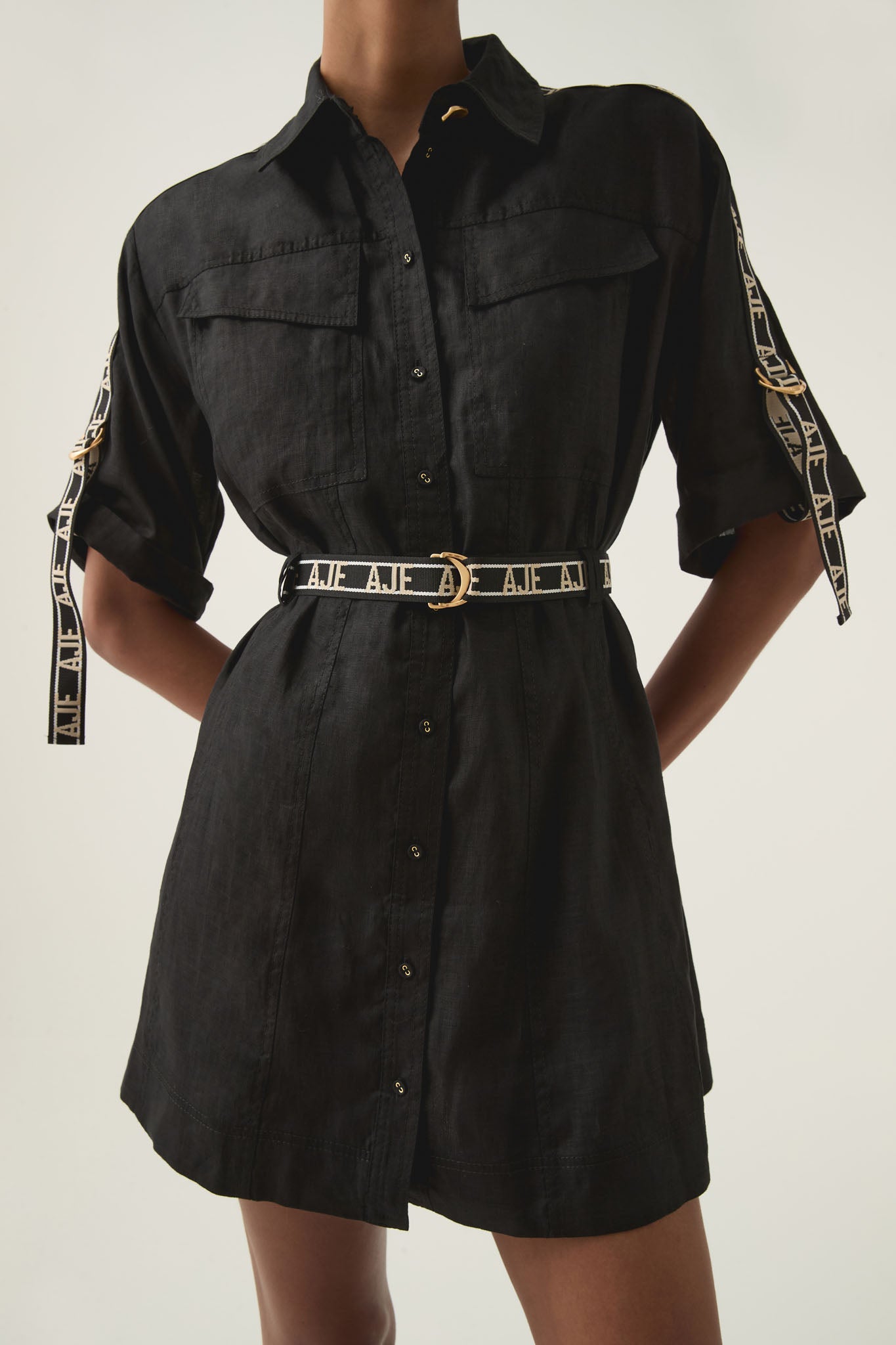 Imogen Logo Mini Dress | Black | Aje Aje International Imogen Logo Mini Dress | Black | Aje Aje International