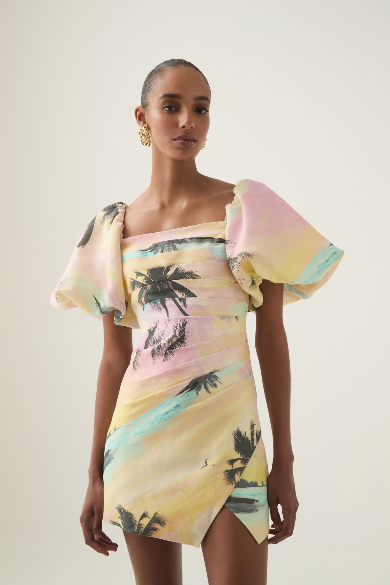 Paradise Wrap Front Mini Dress-SUNSET SKY / 14 Paradise Wrap Front Mini Dress-SUNSET SKY / 14