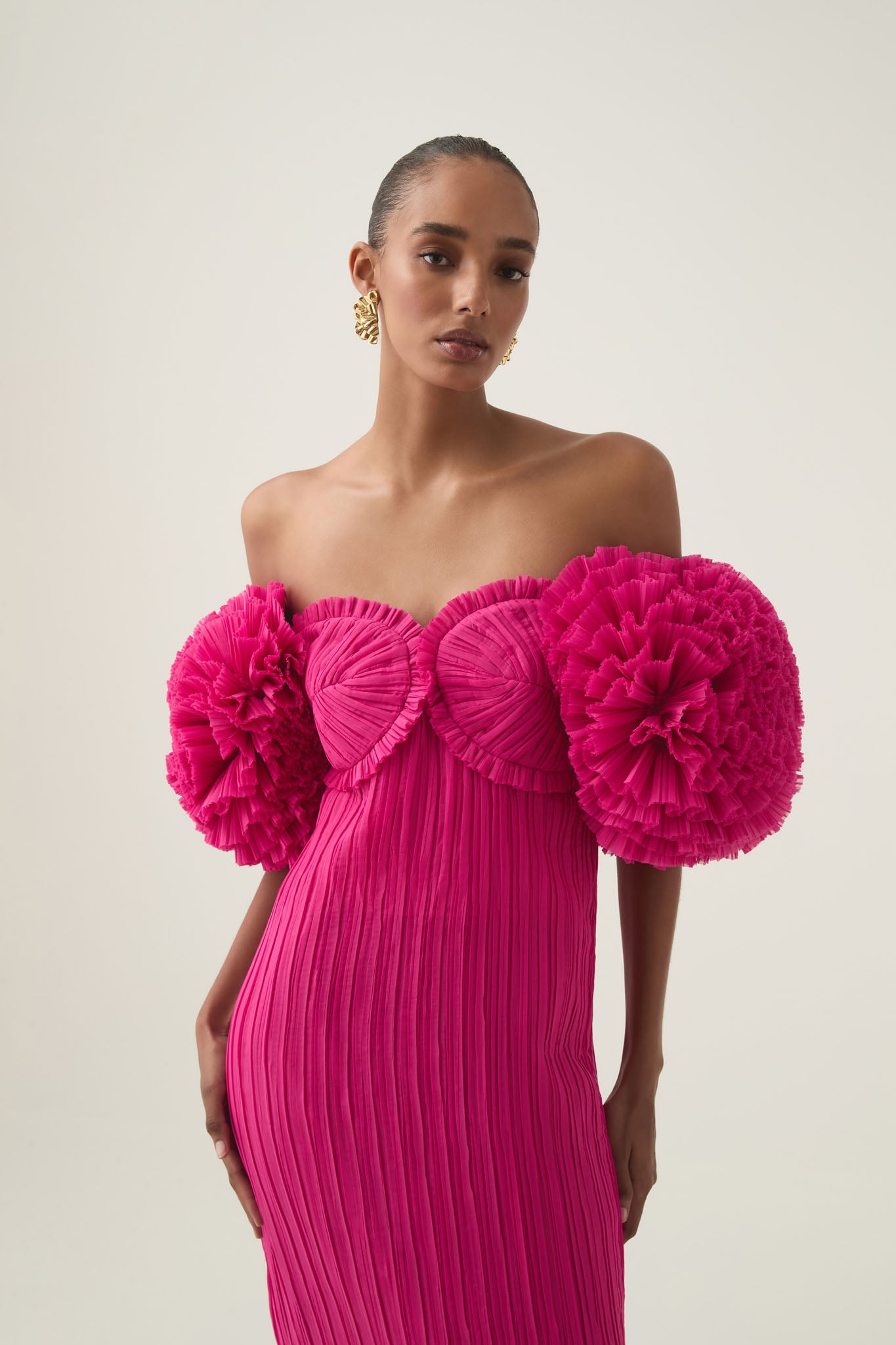 aje dresses pink Splendour Flower Gown-PASTEL PINK / 8