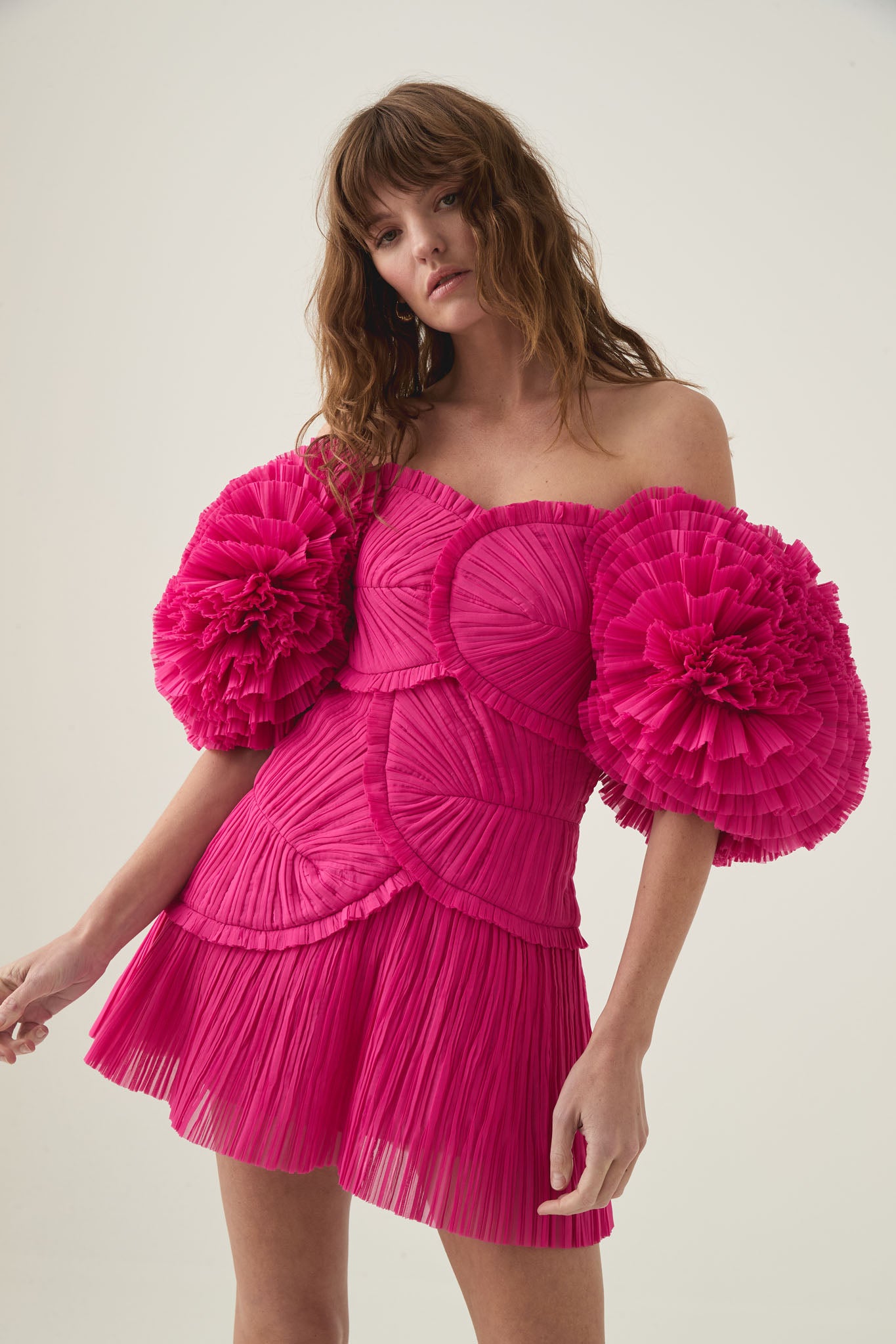 Crystallise Pleated Mini Dress-FUCHSIA ROSE / 4 Crystallise Pleated Mini Dress-FUCHSIA ROSE / 4