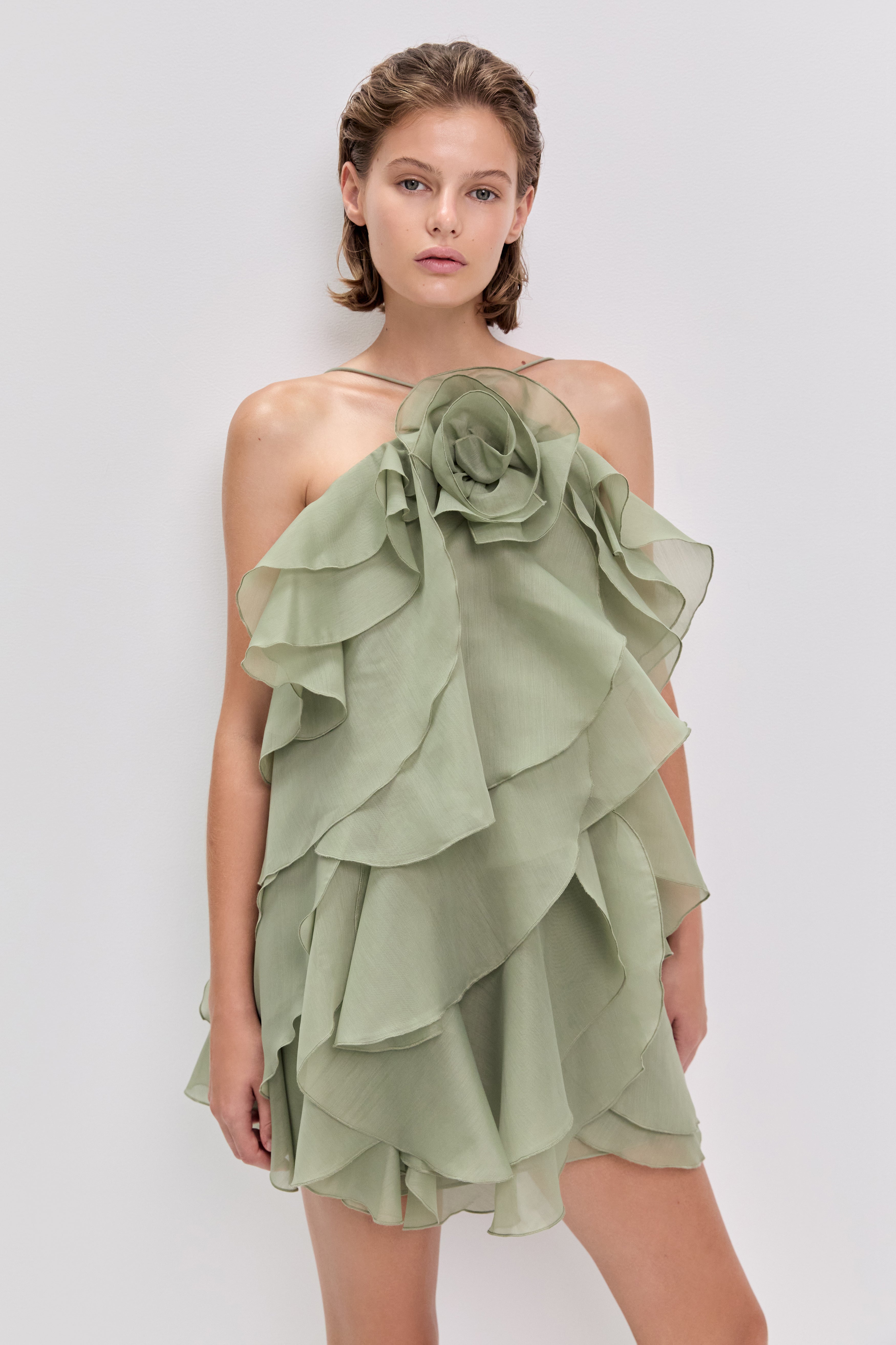 Pandorea Layered Mini Dress | Moss | Aje Aje International Pandorea Layered Mini Dress | Moss | Aje Aje International