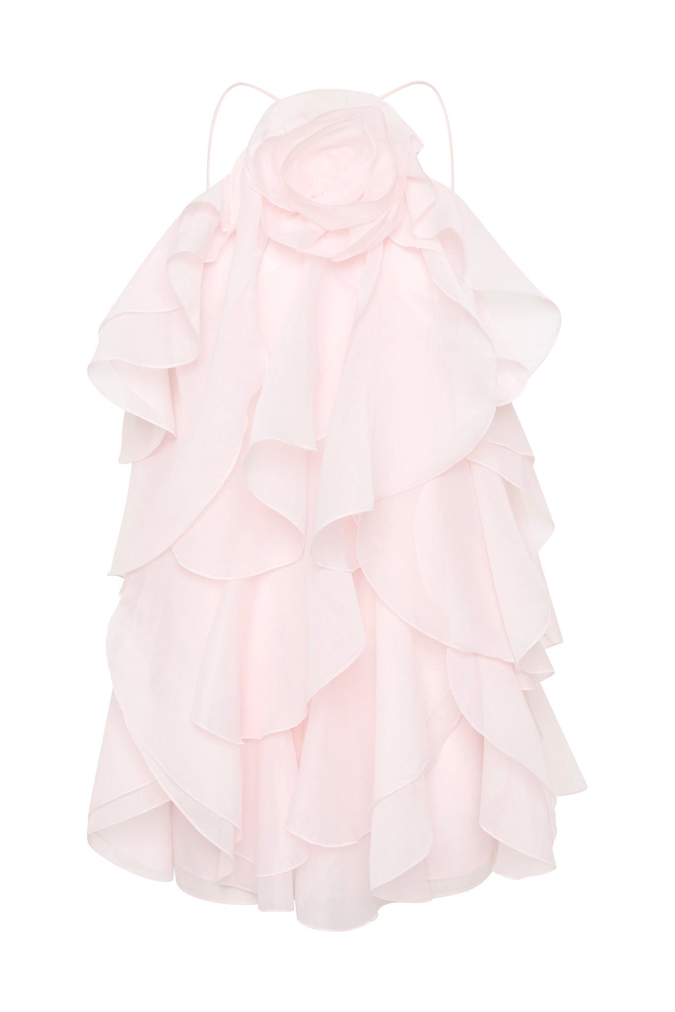 light pink aje dress AJE 'Bubble Hem' Maxi in Pastel Pink HONEY HIRE BOUTIQUE
