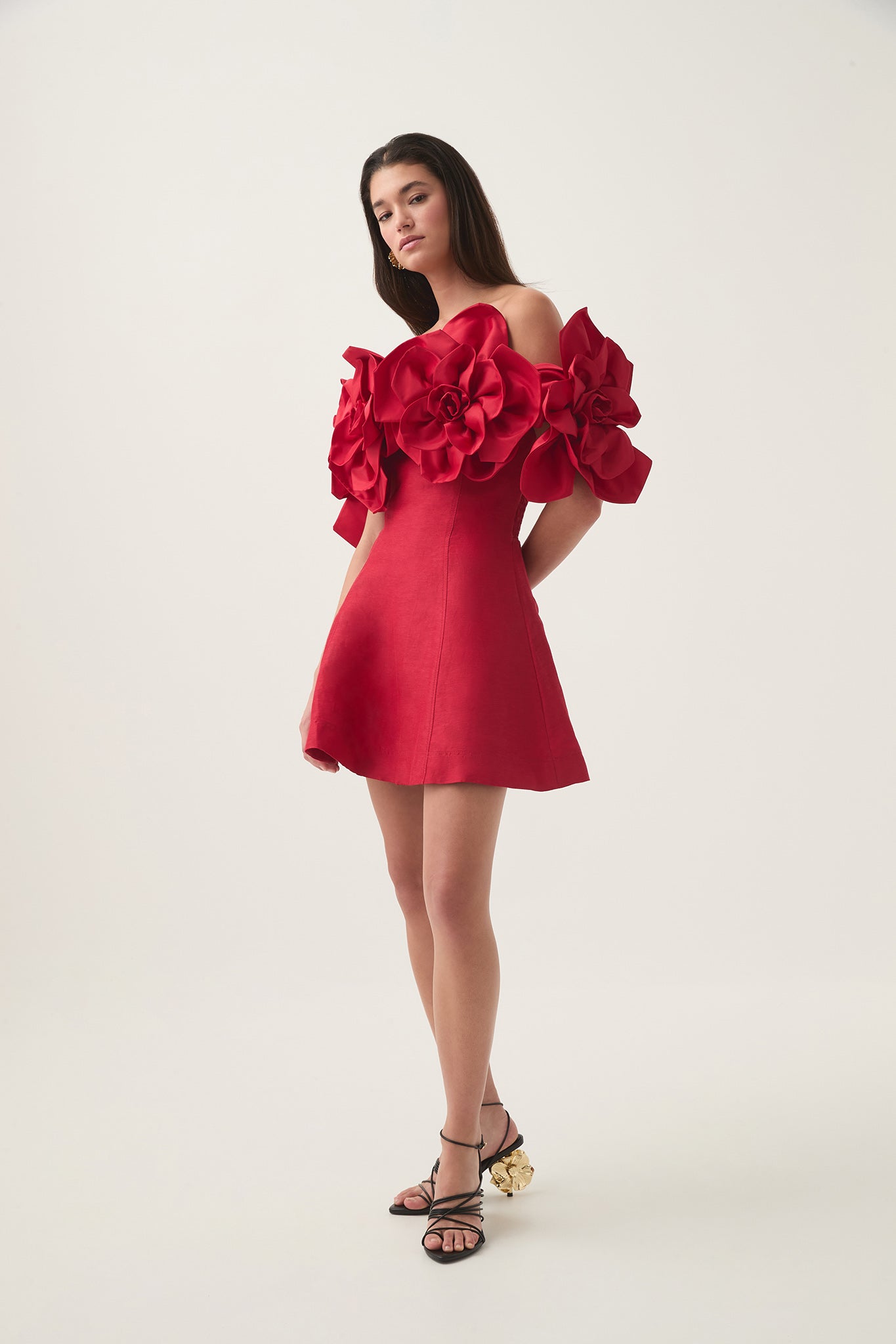 aje red mini dress Flora Mini Dress-PRISMATIC FLORAL RED / 6