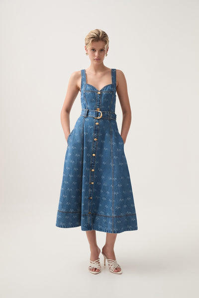 Ratio Logo Denim Midi Dress | Logo Wash