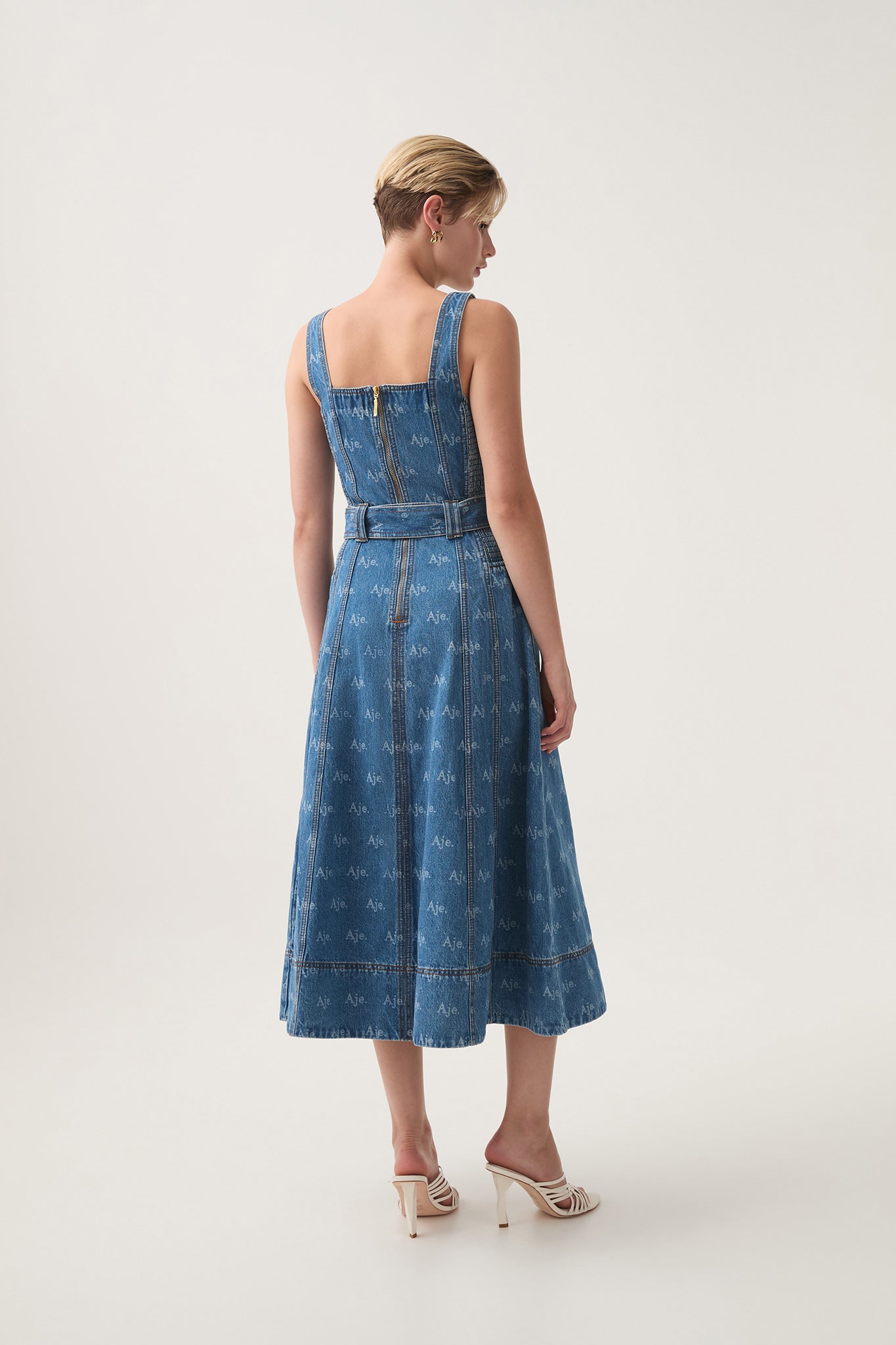 Ratio Logo Denim Midi Dress-LOGO WASH / 4
