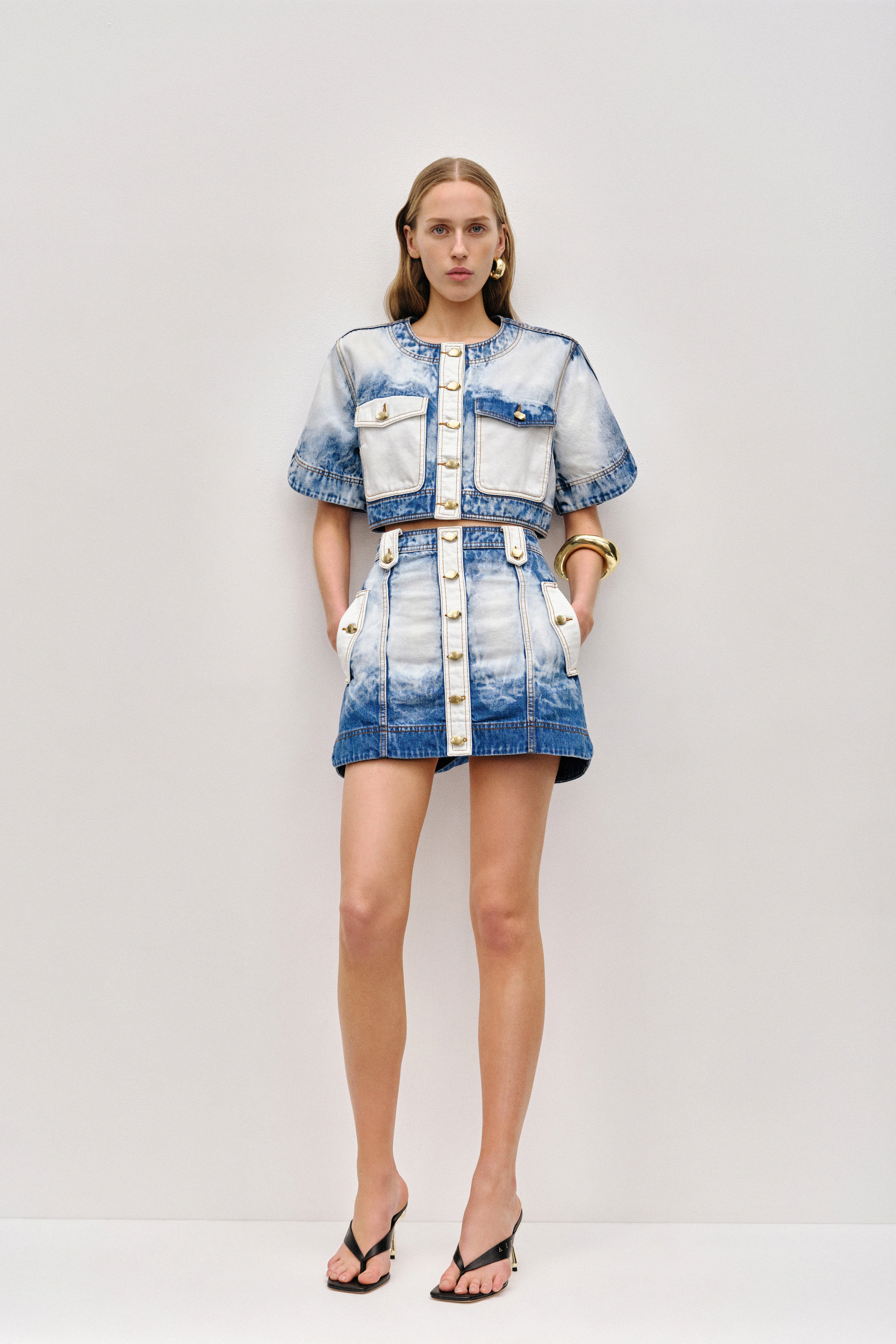 Tides Denim Mini Skirt | Bleach Wash | Aje – Aje ROW