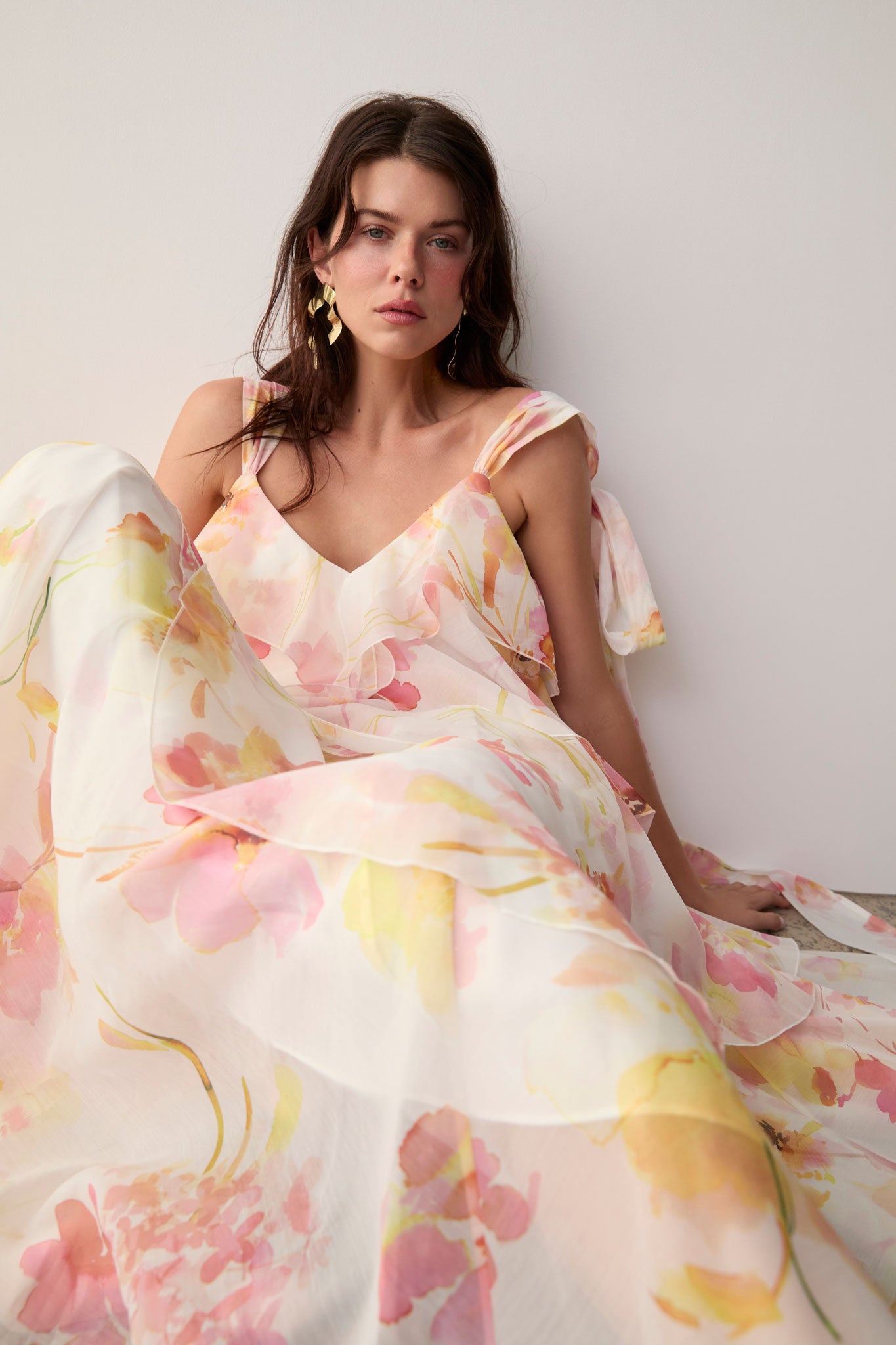 aje floral maxi dress Fleur Maxi Dress-IVORY COLLAGE FLORAL / 6