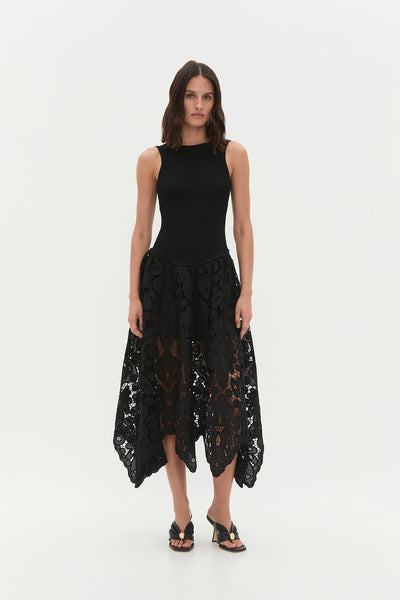 aje electra scrunch midi dress Atlas Knit Midi Dress | Black