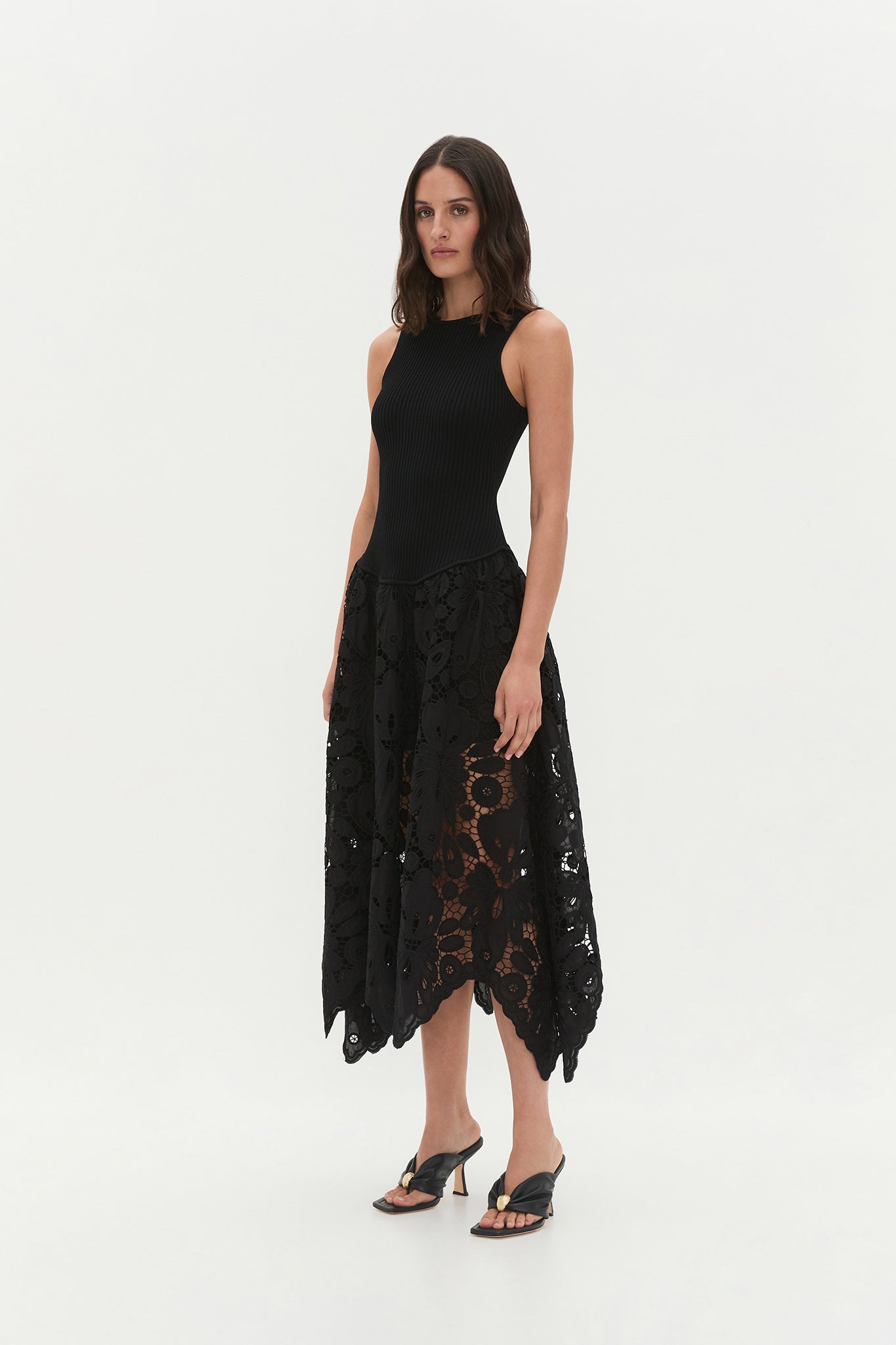 Atlas Knit Midi Dress-BLACK / L Atlas Knit Midi Dress-BLACK / L