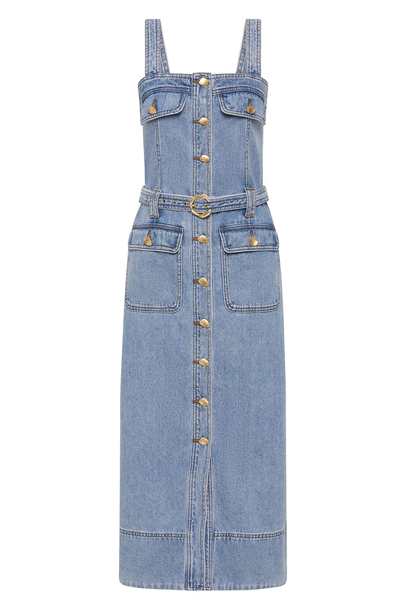 aje clay denim midi dress Aje. Clay Belted Midi Dress
