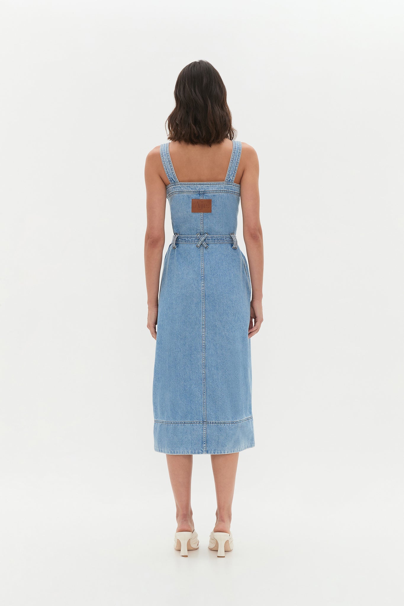 aje coast denim dress Coast Denim Mini Dress-LIGHT SKY WASH / 4