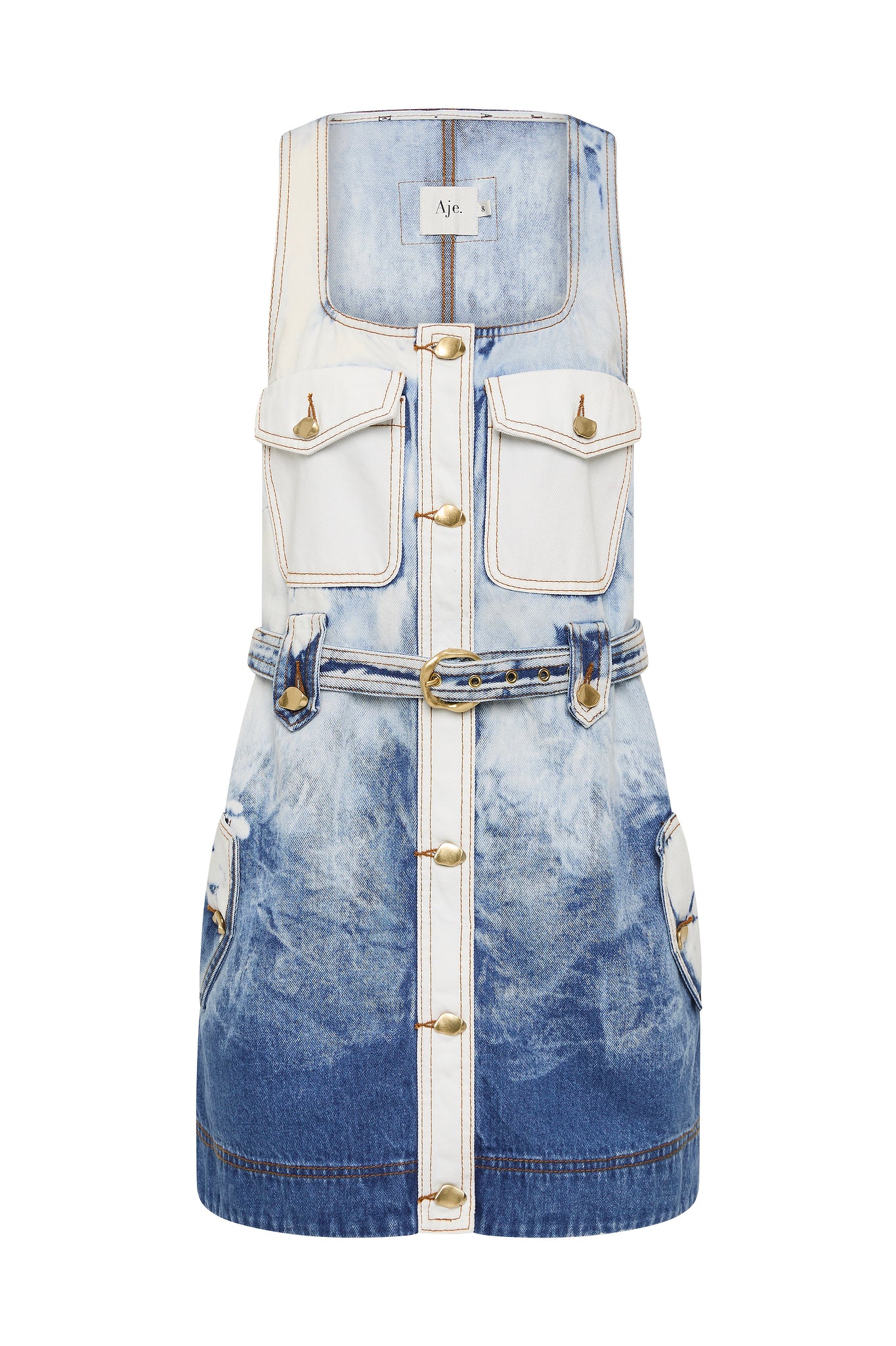bleached denim dress boohoo Women's Long Sleeve Cinched Waist Denim Dress