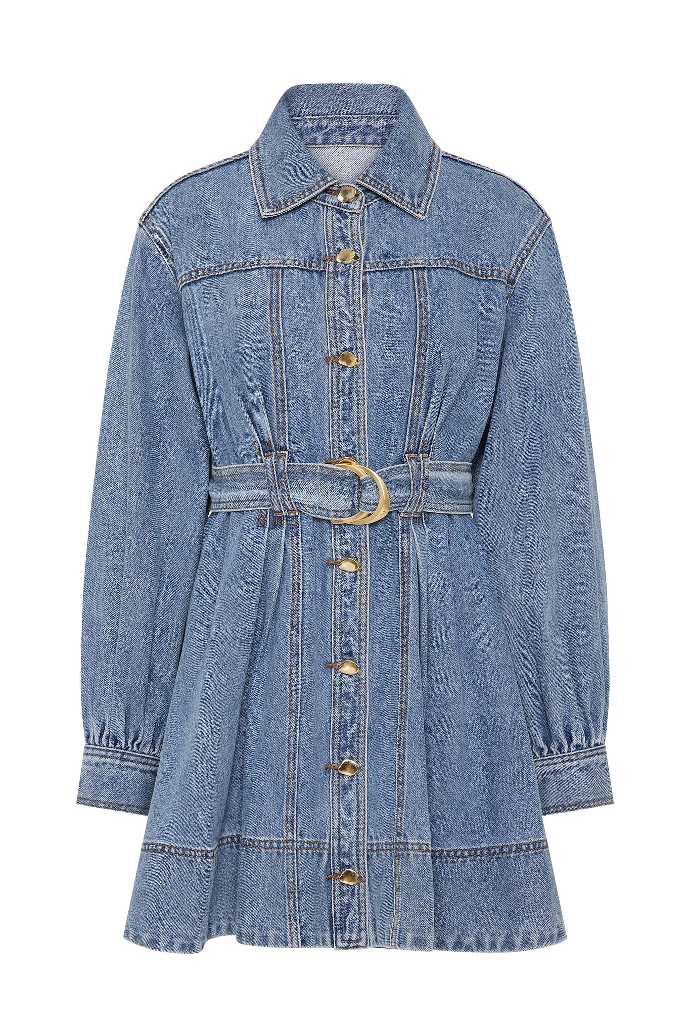 aje coast denim dress Coast Denim Mini Dress-LIGHT SKY WASH / 4