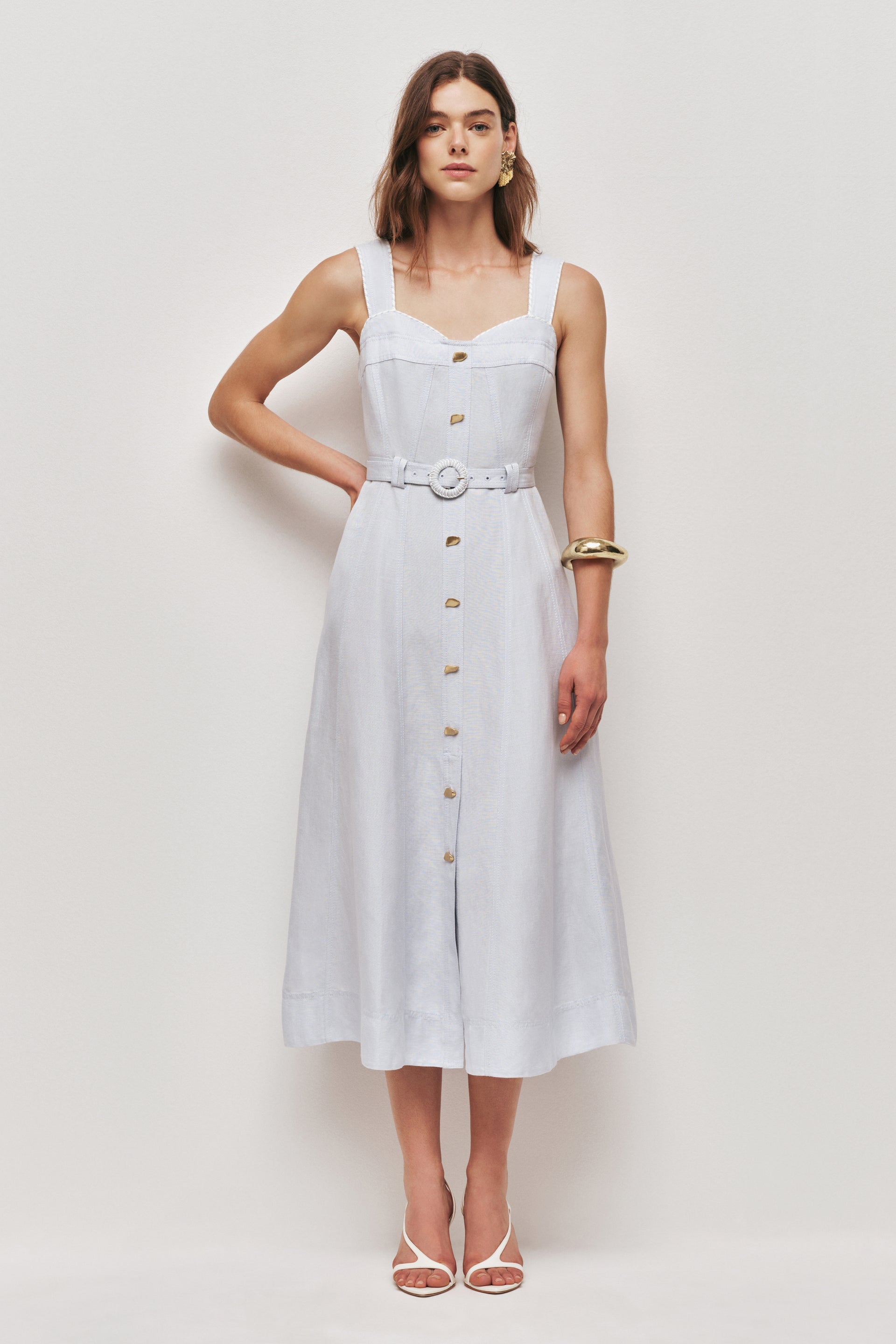 aje isabel utility midi dress Celeste Utility Midi Dress-PASTEL BLUE / 10