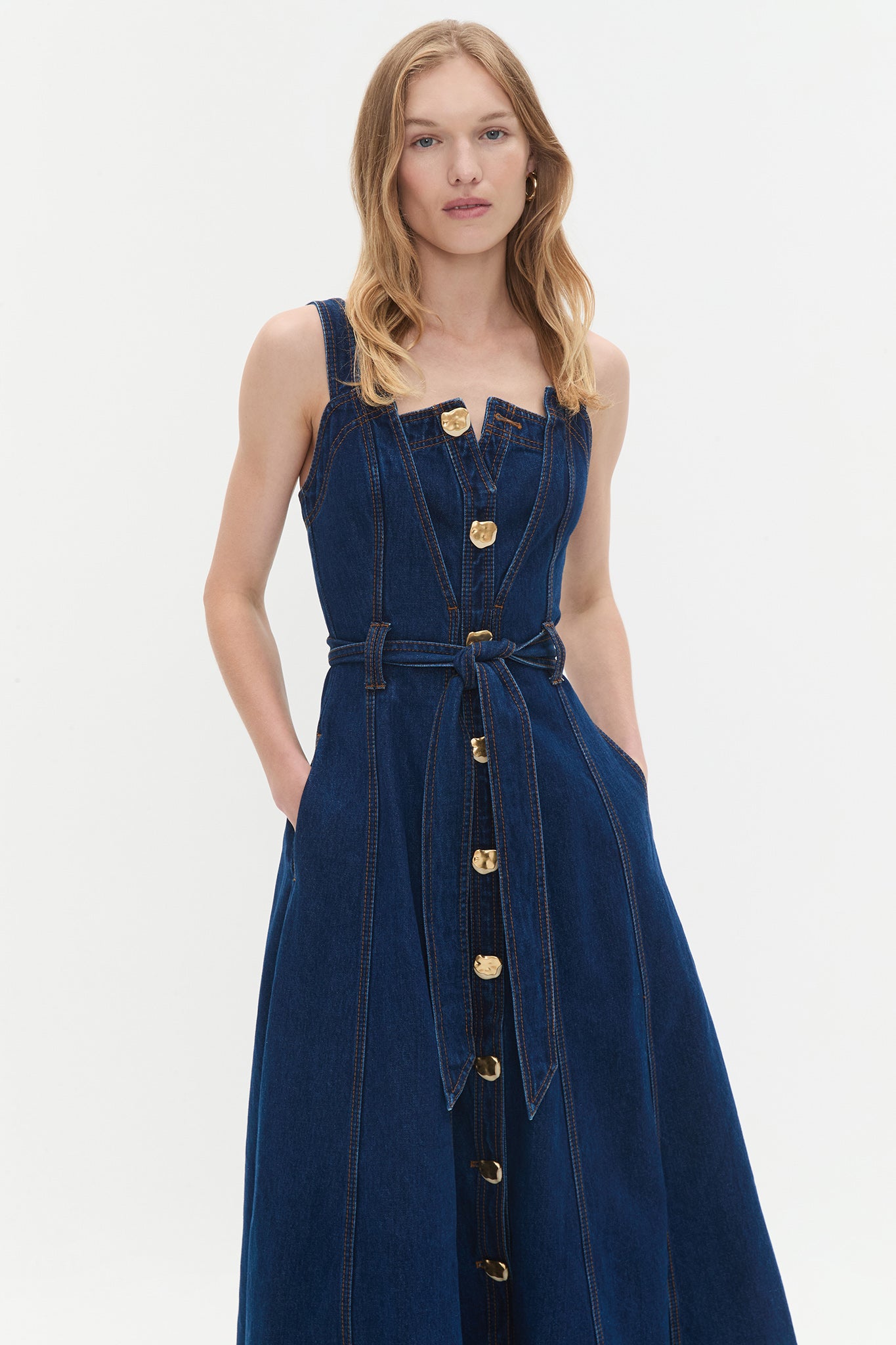 aje clay denim midi dress AJE As New! Gorgeous AJE Clay Denim Midi Dress - size 6