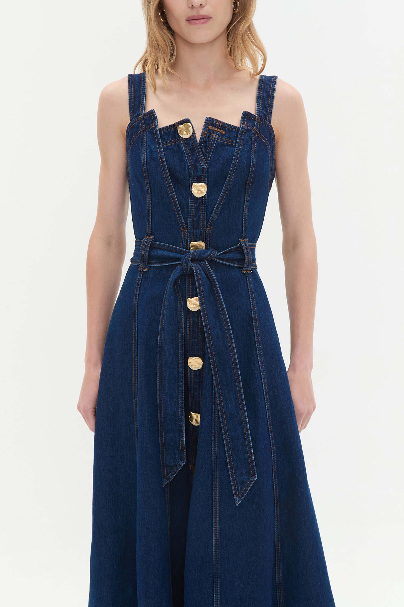 Gianna Denim Midi Dress-DARK CLASSIC WASH / 4 Gianna Denim Midi Dress-DARK CLASSIC WASH / 4