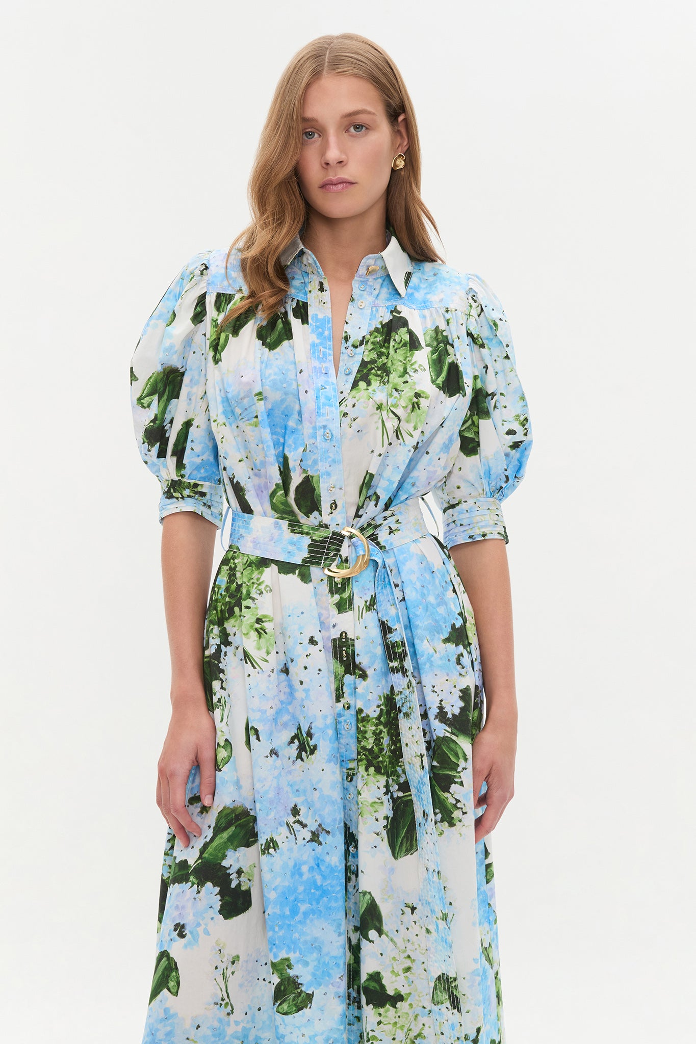 aje blue midi dress Camille Midi Dress-PALE BLUE / 4