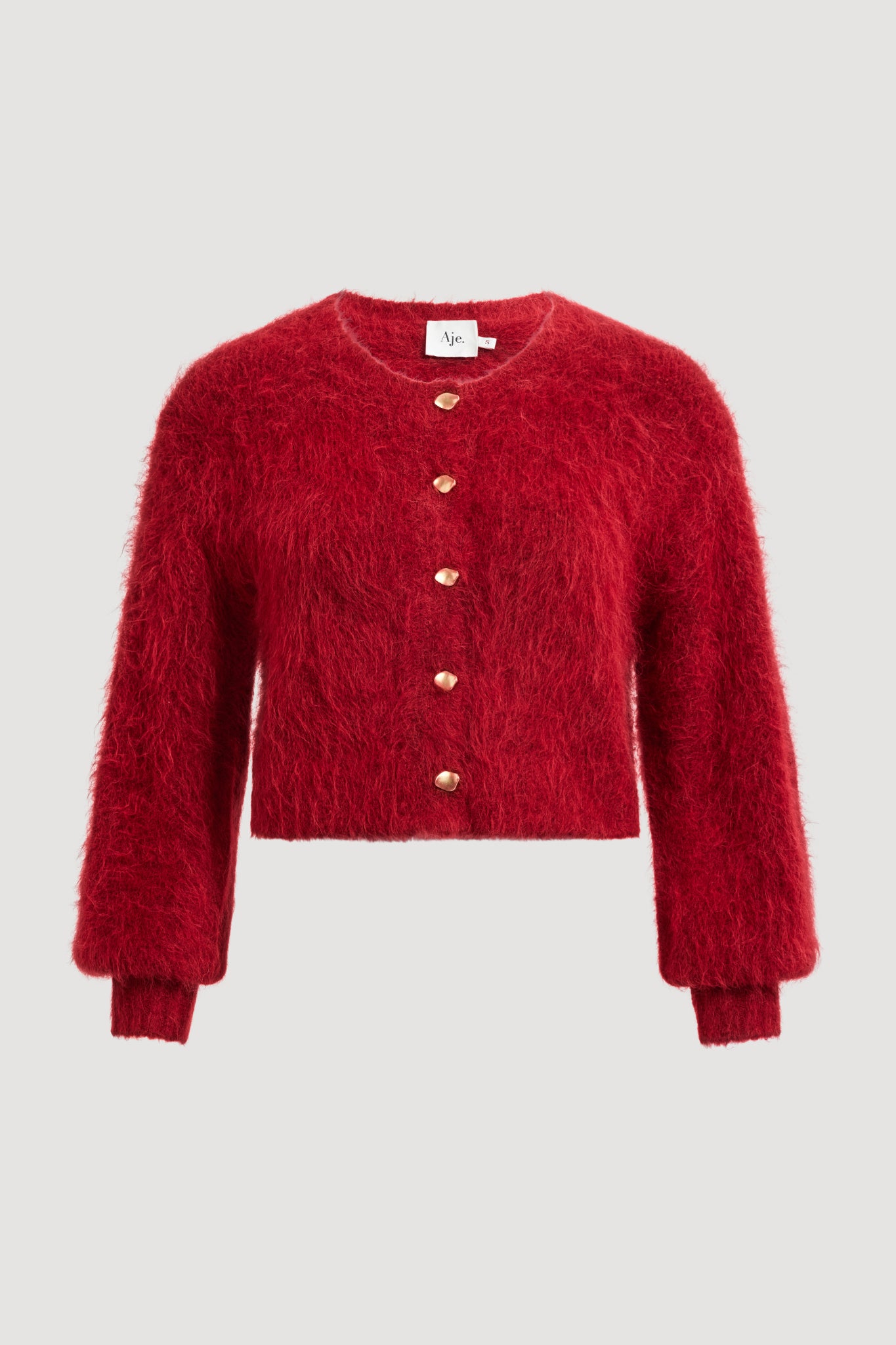 CÉLINE 赤 モヘア混 セーター XS Celine Fluffy Cardigan | Lychee Red | Aje – Aje ROW