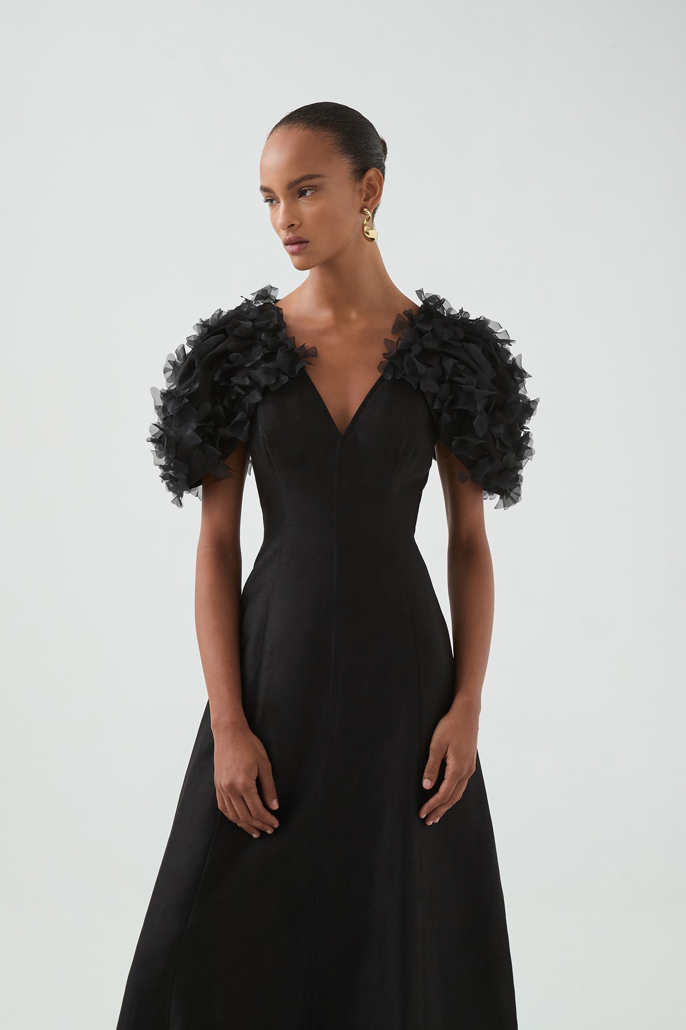 aje black dress Arris Fringed Maxi Dress-BLACK / 4
