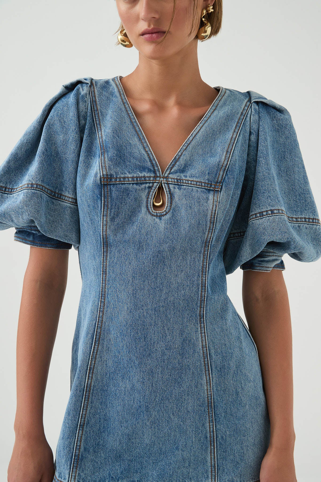 Juno Denim Mini Dress-COASTAL WASH / 4 Juno Denim Mini Dress-COASTAL WASH / 4