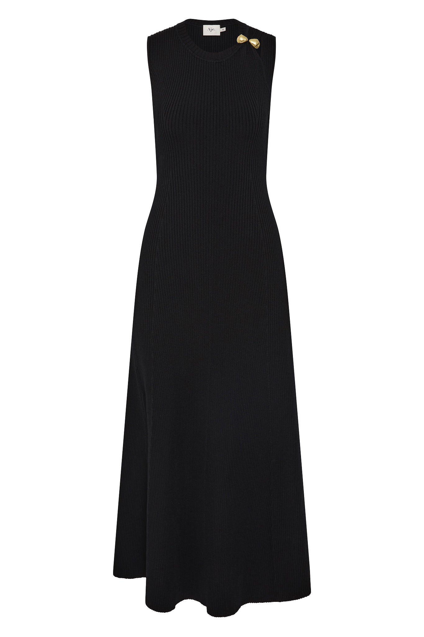 Focal Knit Midi Dress-BLACK / XS Focal Knit Midi Dress-BLACK / XS