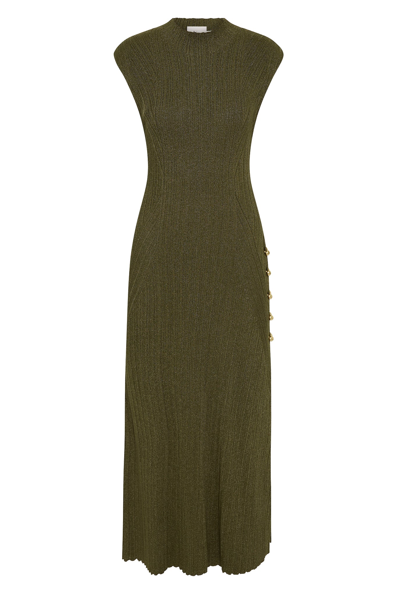 Leandra Knit Midi Dress-METALLIC KHAKI / M Leandra Knit Midi Dress-METALLIC KHAKI / M