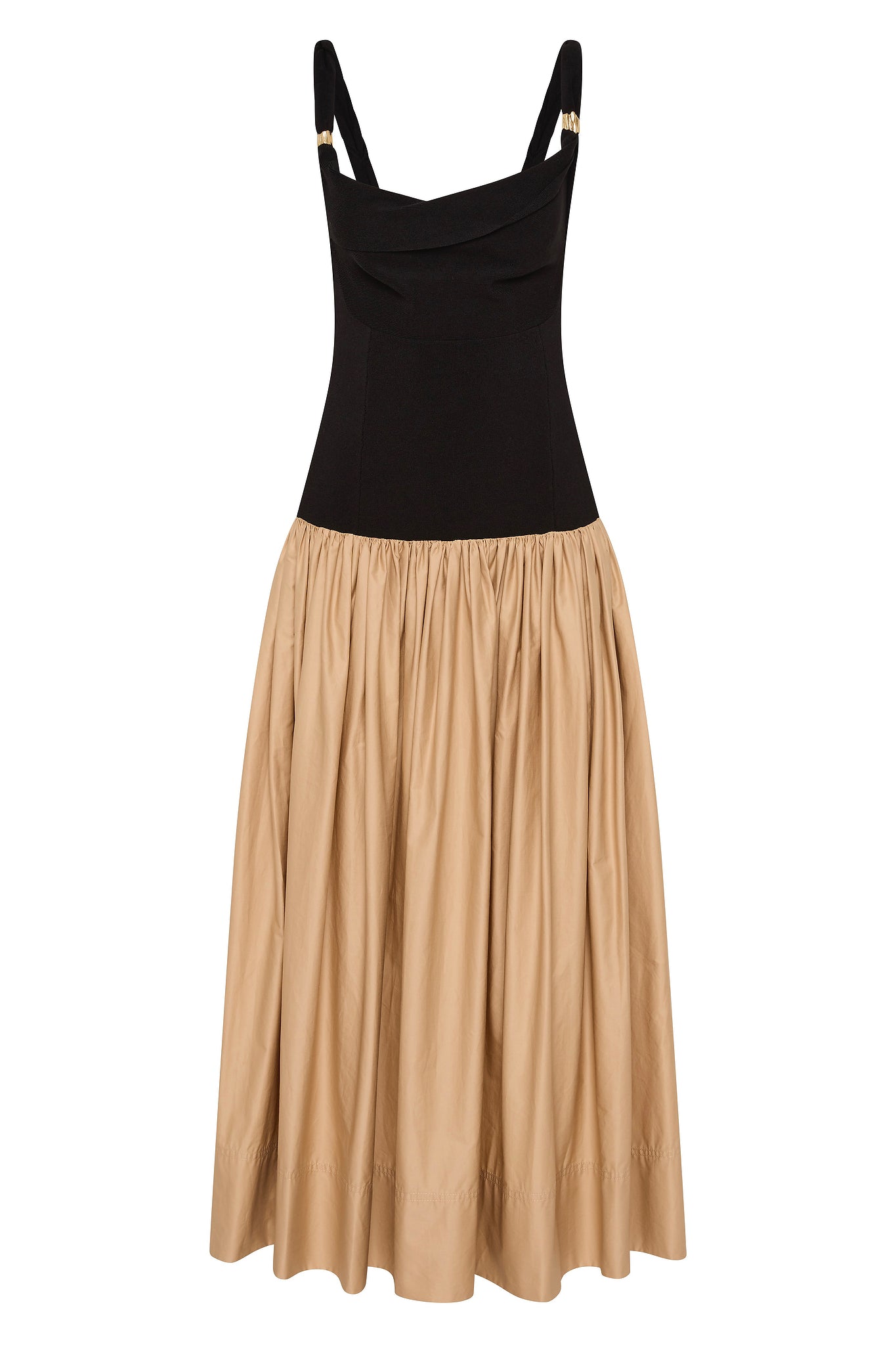 Halcyon Knit Midi Dress | Black & Sand Brown | Aje Aje International Halcyon Knit Midi Dress | Black & Sand Brown | Aje Aje International