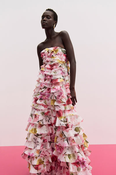Fleur Pleated Gown | Collage Floral