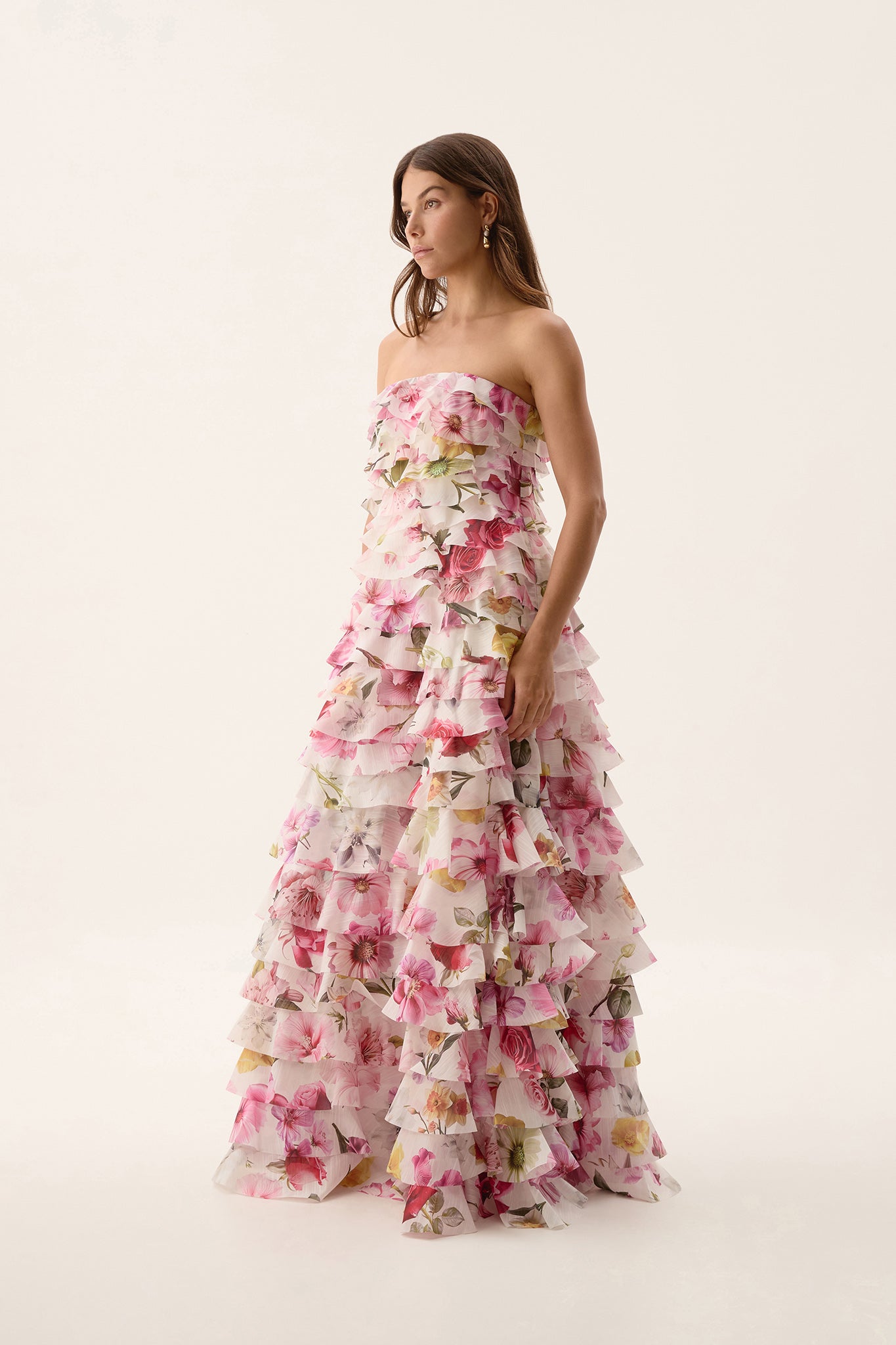 Fleur Pleated Gown-COLLAGE FLORAL / 4 Fleur Pleated Gown-COLLAGE FLORAL / 4