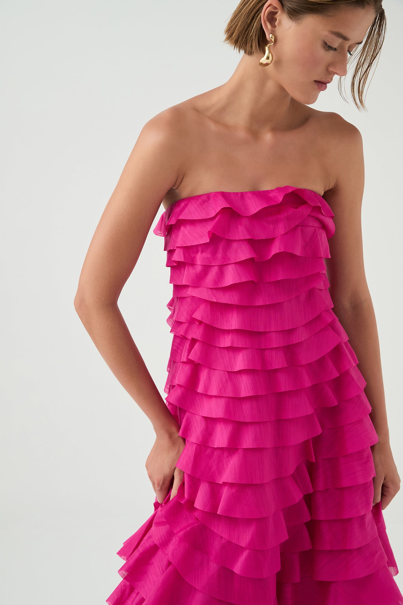 aje pink floral dress Fleur Pleated Gown-COLLAGE FLORAL / 4