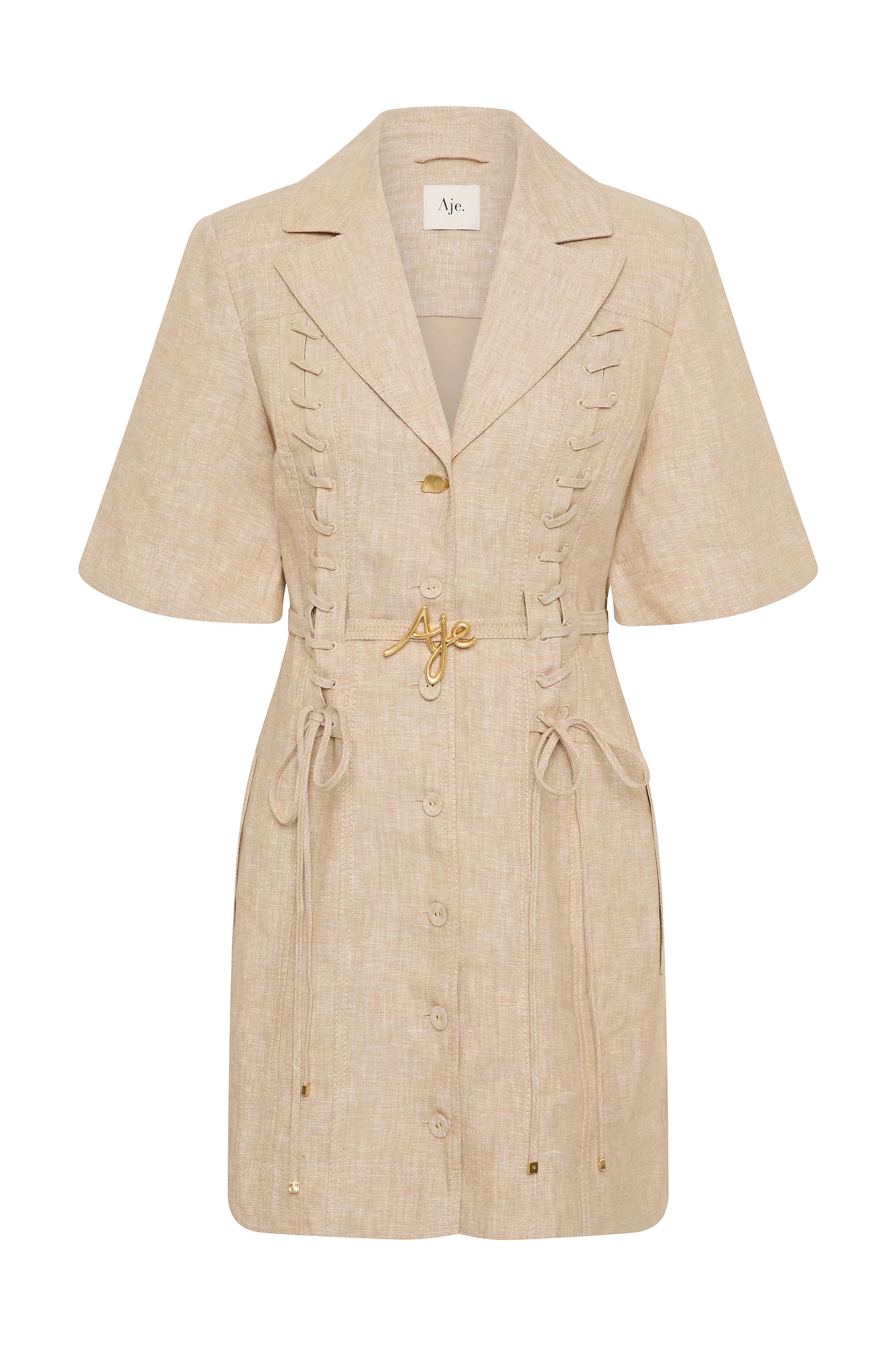 Morgan Mini Dress | Dune Beige | Aje Aje ROW Morgan Mini Dress | Dune Beige | Aje Aje ROW