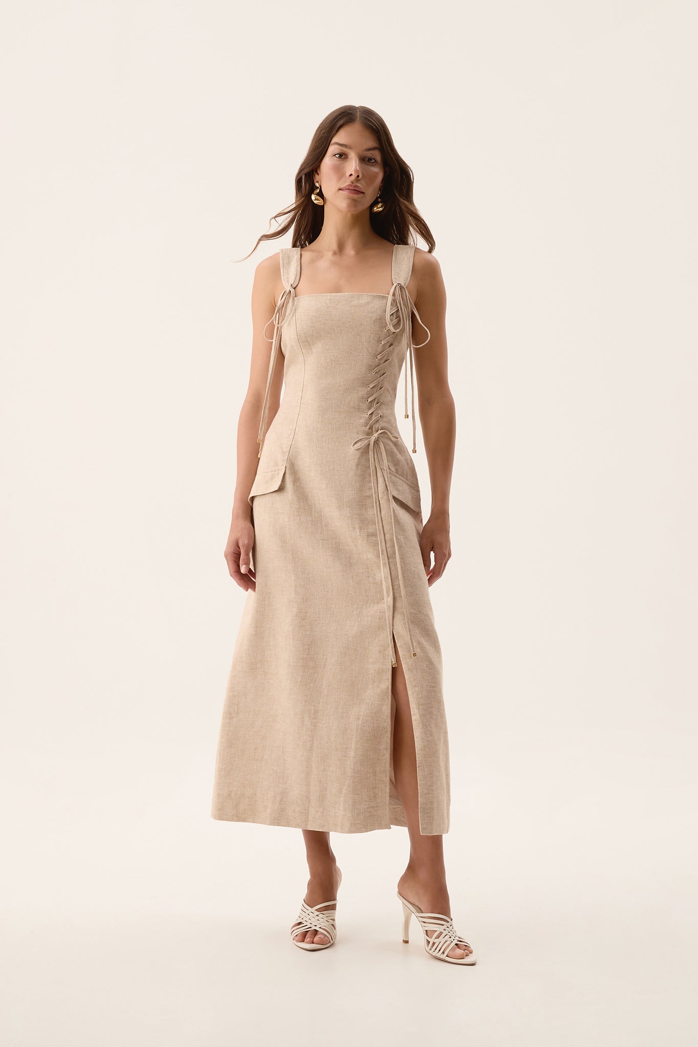 Morgan Midi Dress-DUNE BEIGE / 4 Morgan Midi Dress-DUNE BEIGE / 4