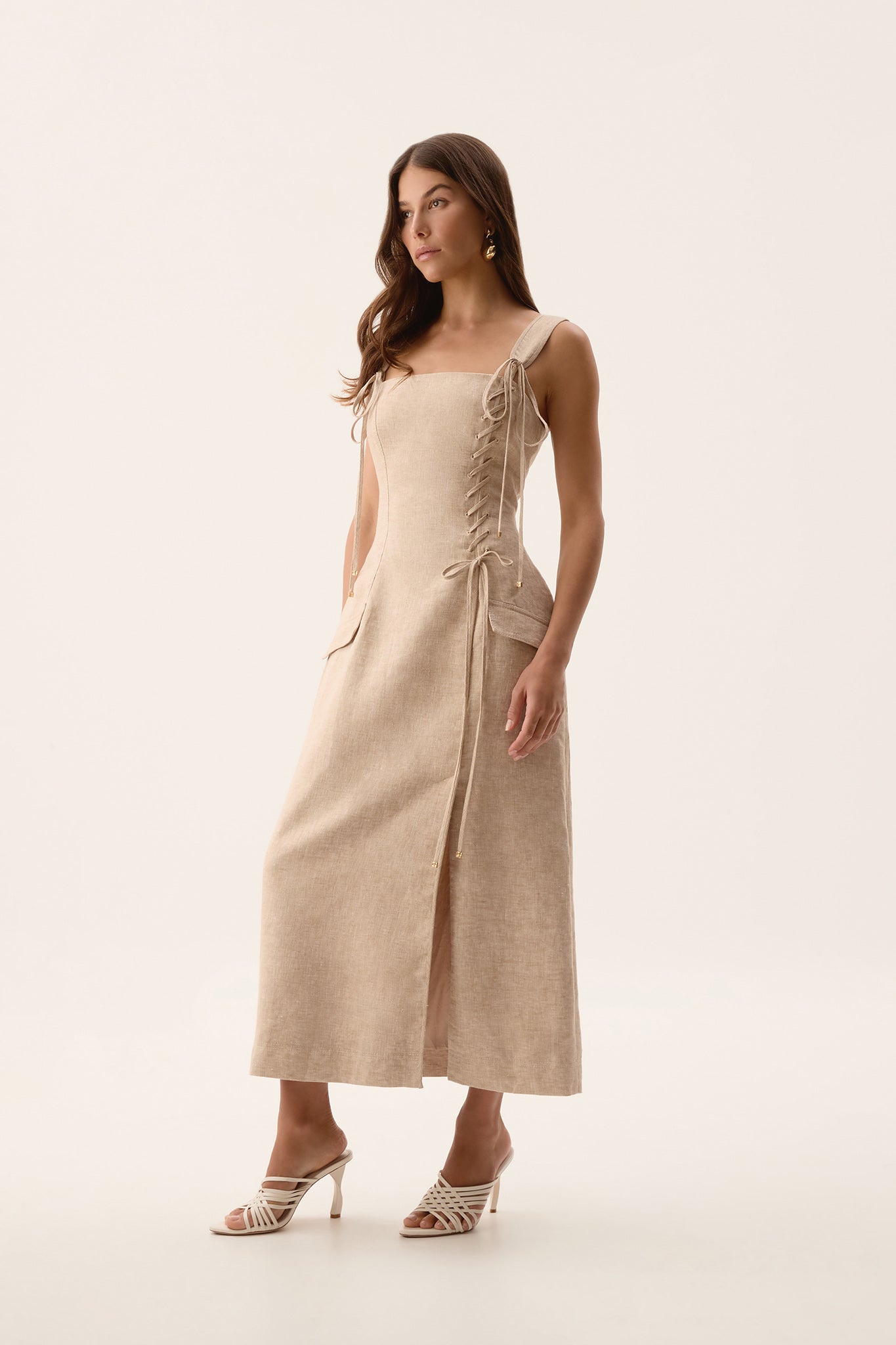 Morgan Midi Dress-DUNE BEIGE / 4