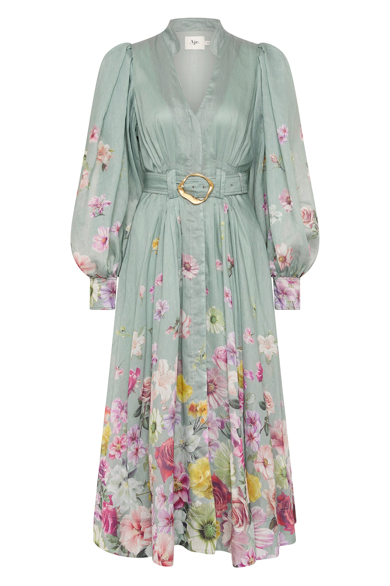 aje green floral dress Aje Reflector Floral Gown In Olive - 40% Off