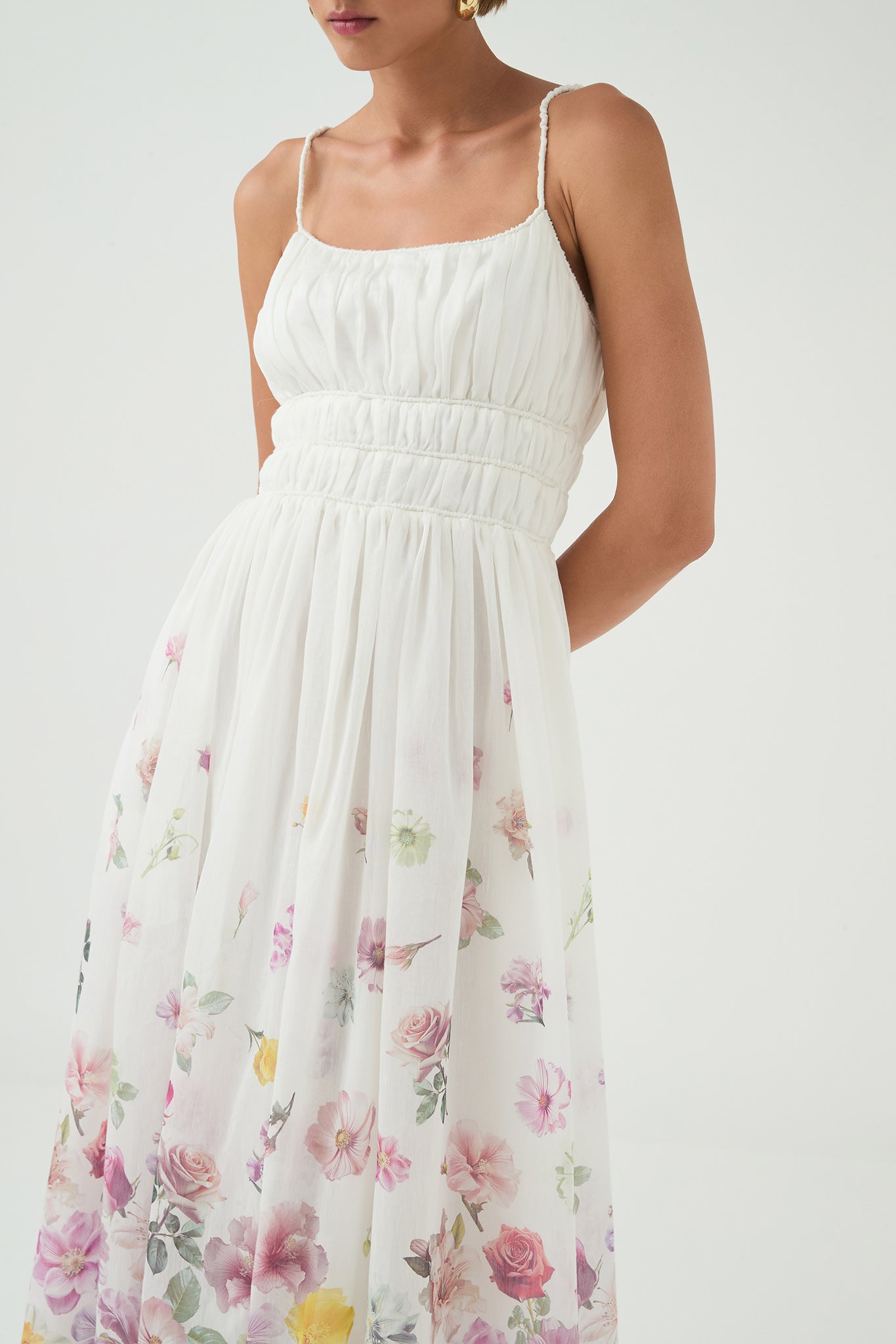 aje fleur midi dress Fleur Pleated Gown-COLLAGE FLORAL / 4
