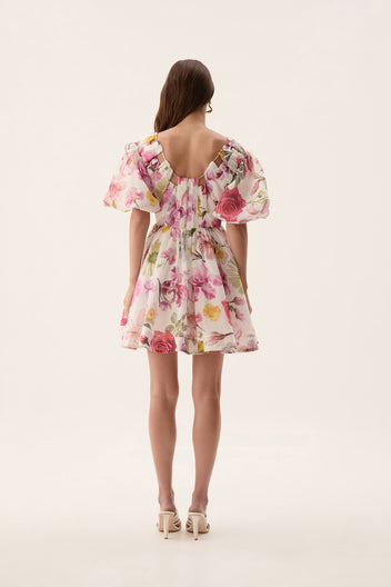 Aje Chromatic Mini Dress in Olive Native Floral