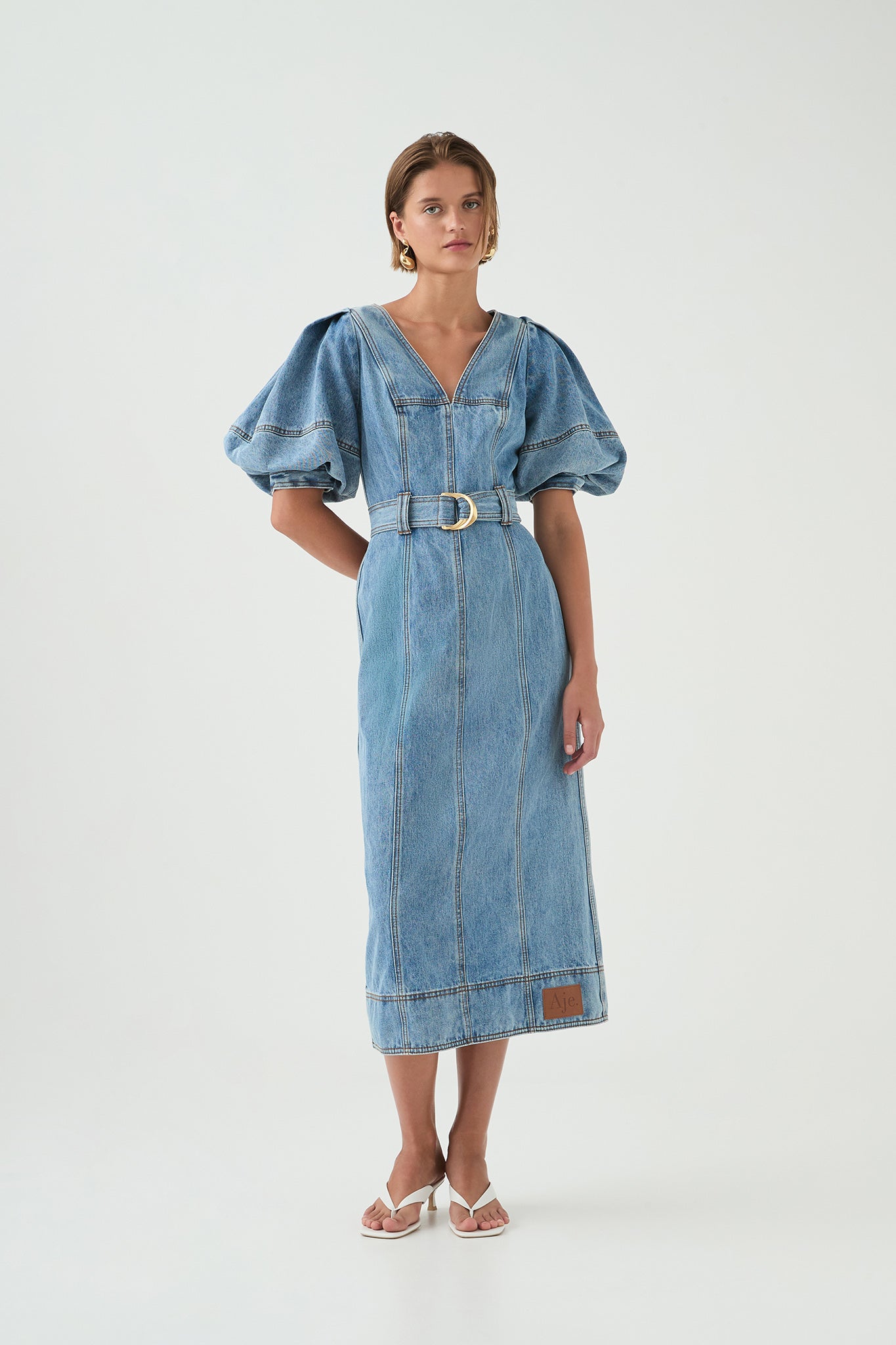 aje denim dress Juno Midi | Coastal Wash perfect for making a statement Bambie Denim Mini Dress |