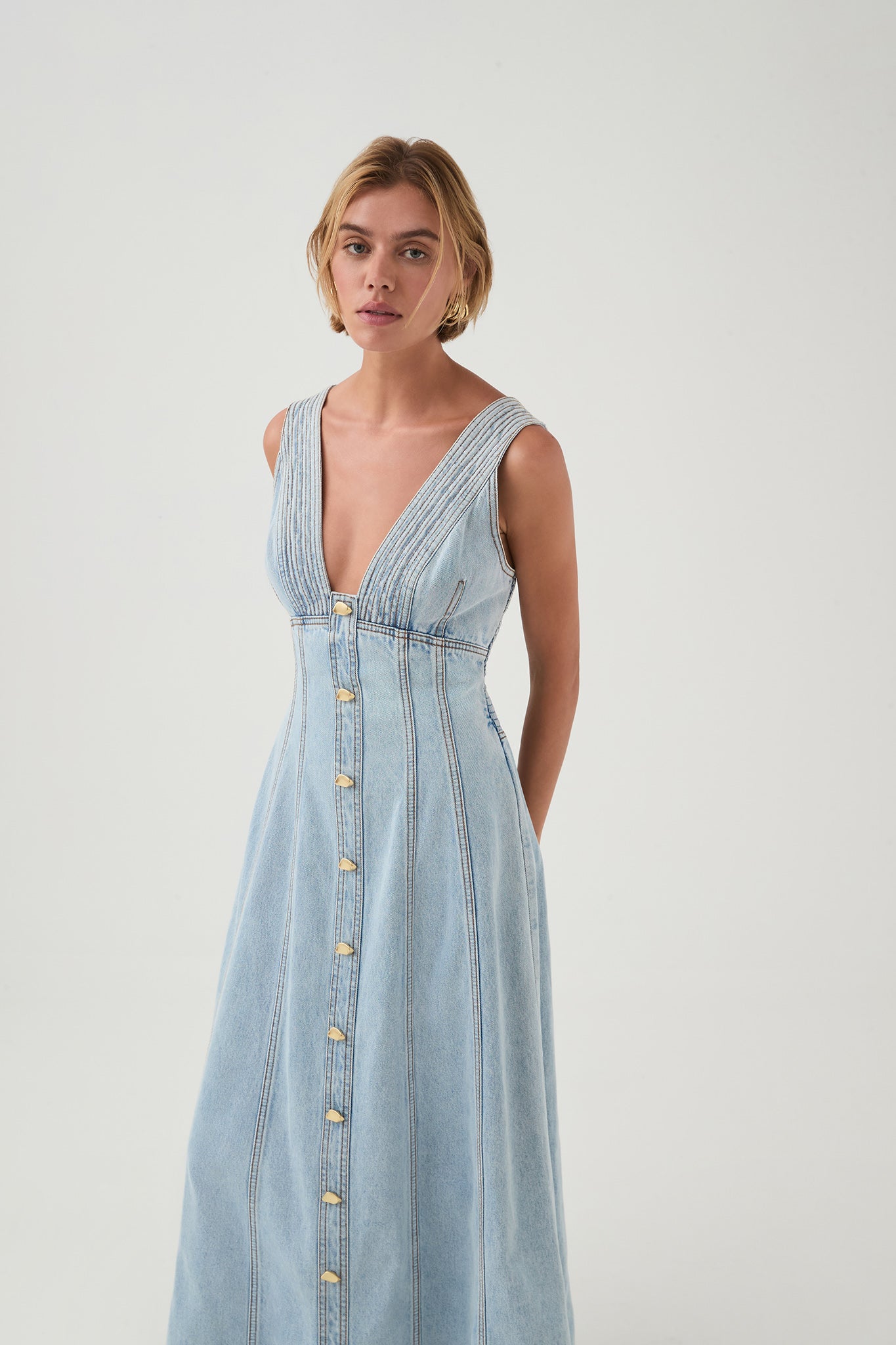 Coast Denim Midi Dress-LIGHT SKY WASH / 4 Coast Denim Midi Dress-LIGHT SKY WASH / 4