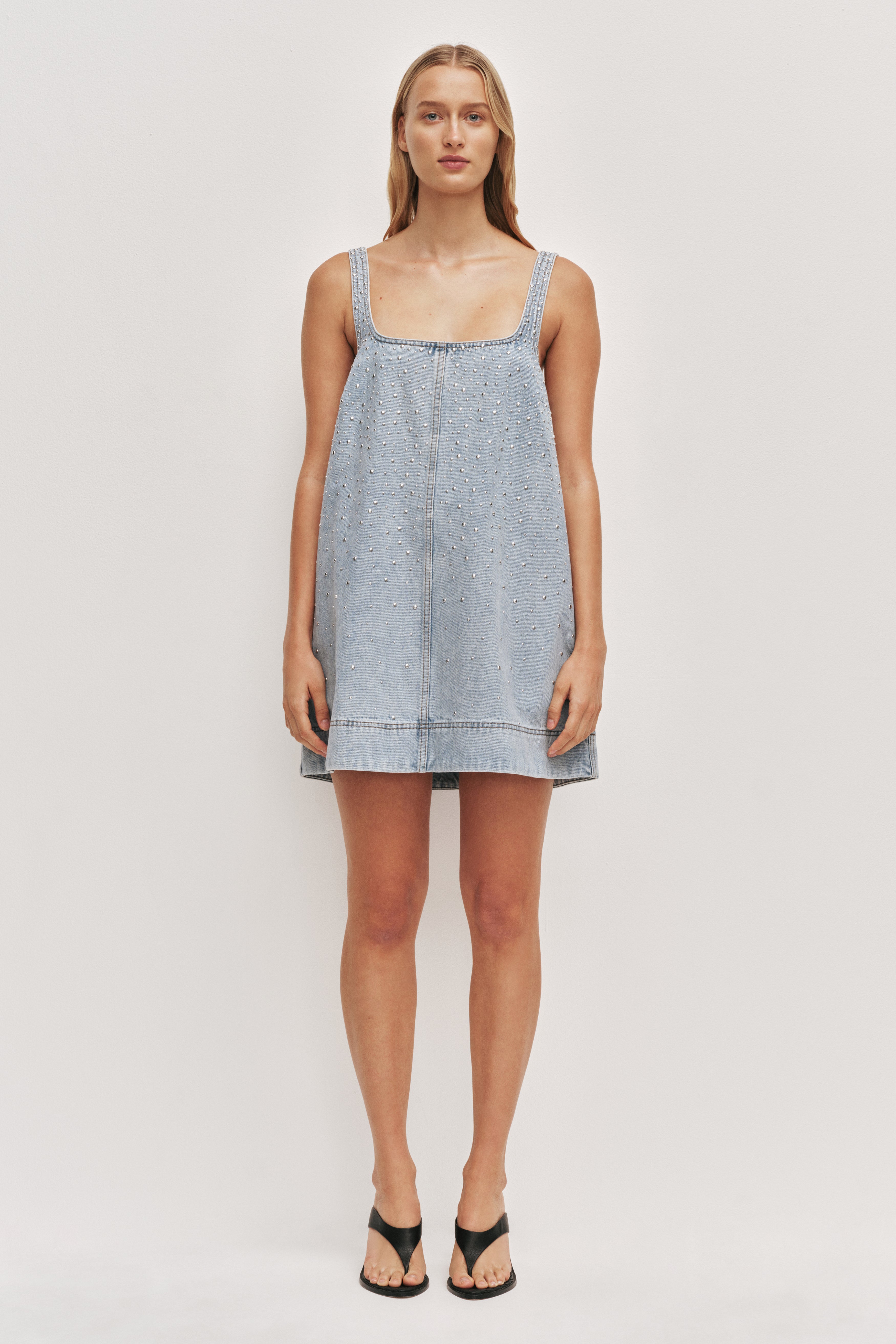 Lucina Stud Denim Mini Dress