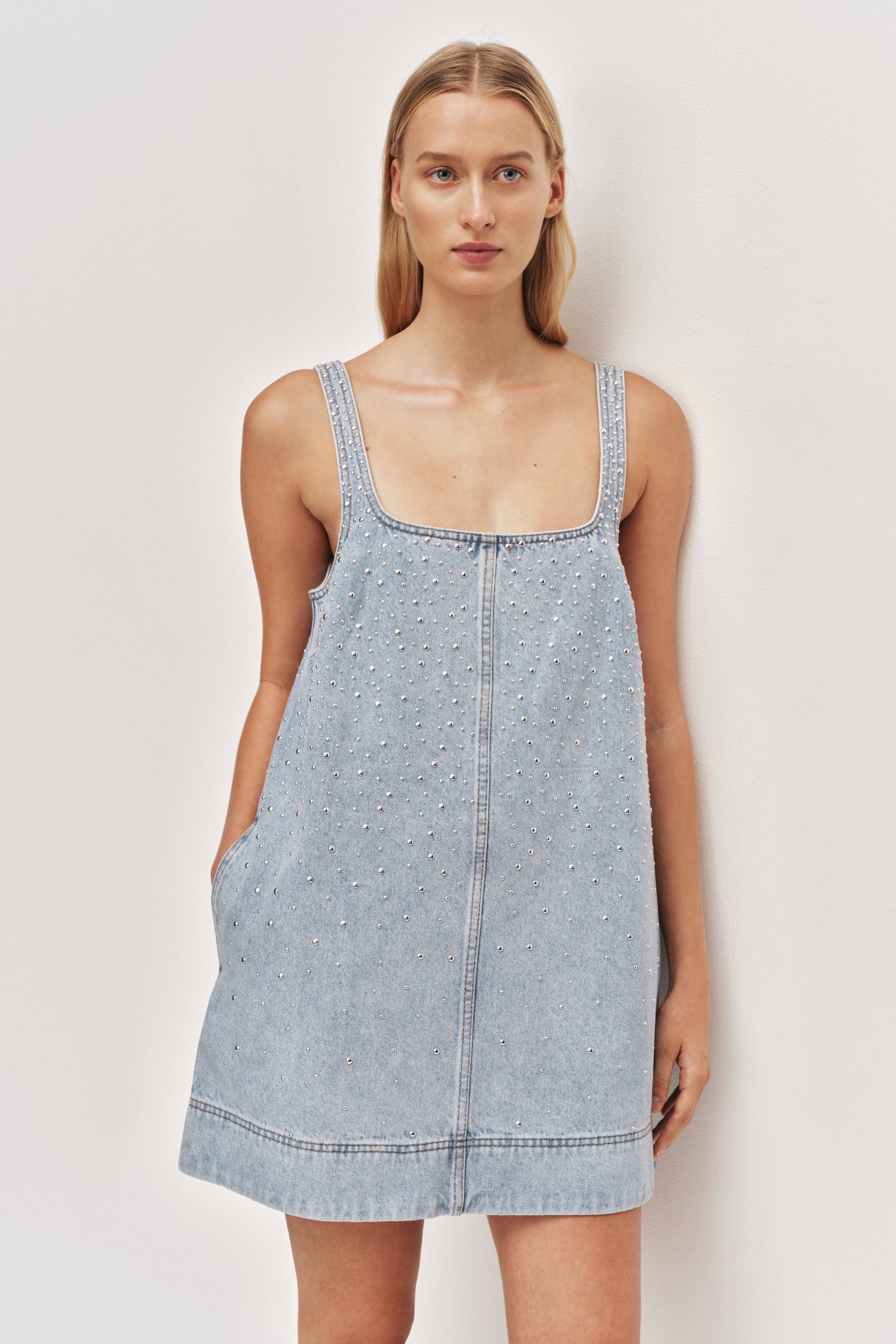 Lucina Stud Denim Mini Dress