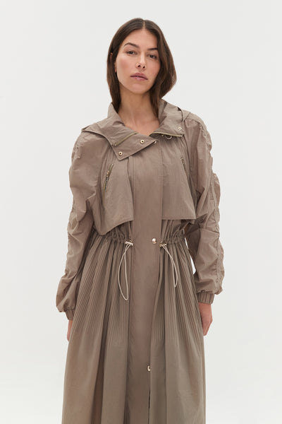 Longline Pleated Trench 703 | Khaki | Aje Athletica – Aje